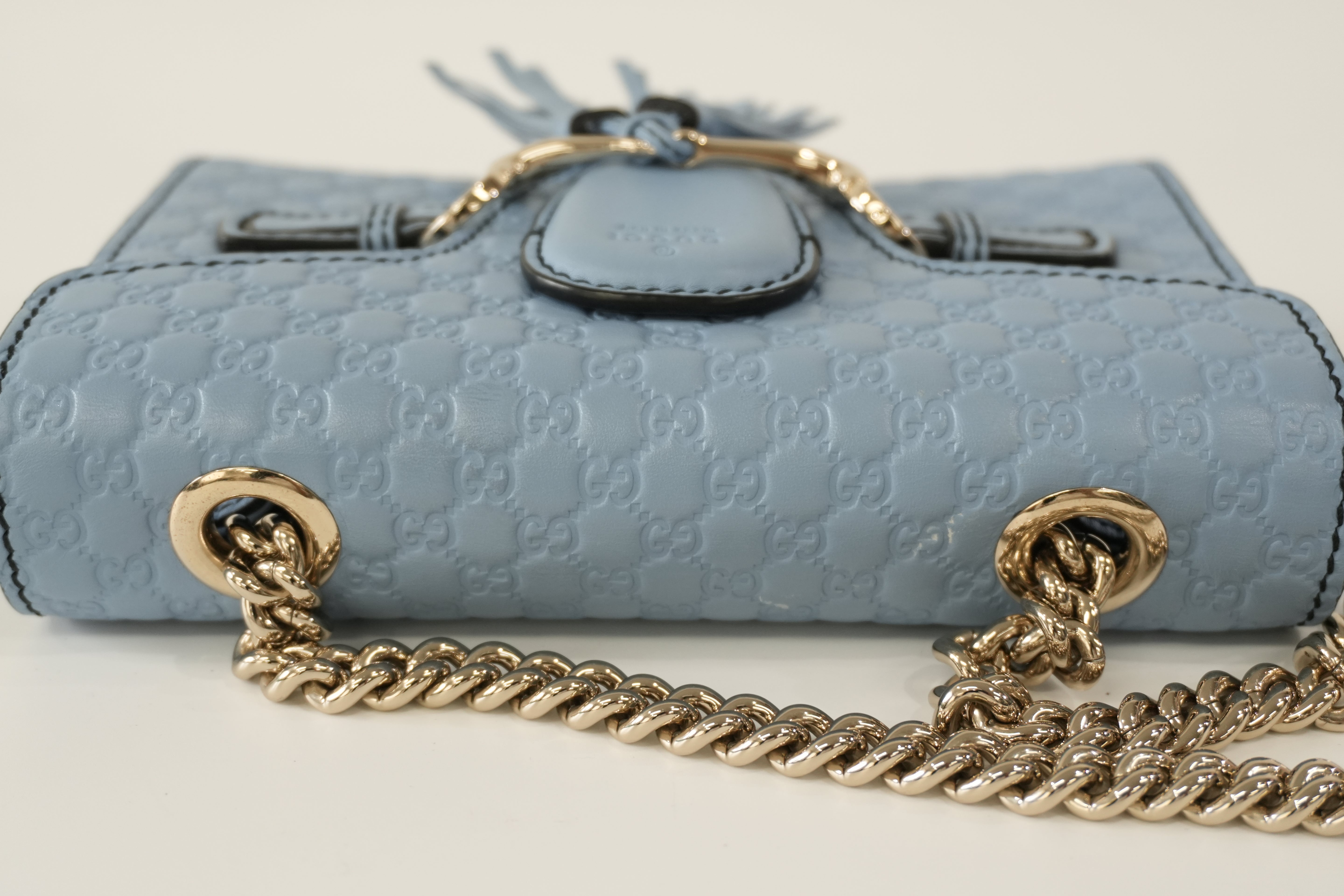 Pre-owned Gucci Micro Guccisima Chain Shoulder Bag Blue