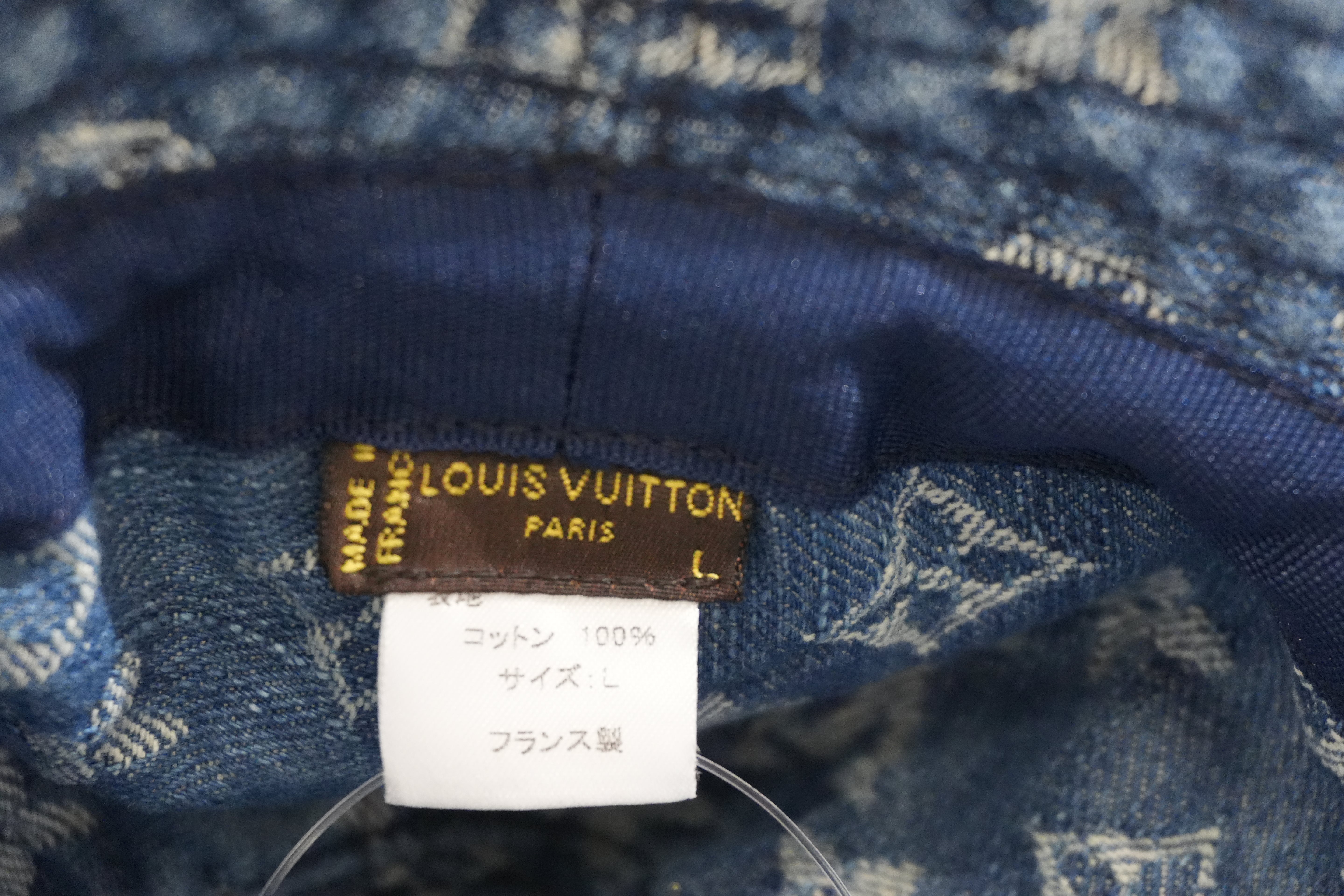 Pre-owned Louis Vuitton Denim Bucket Hat L Size Blue