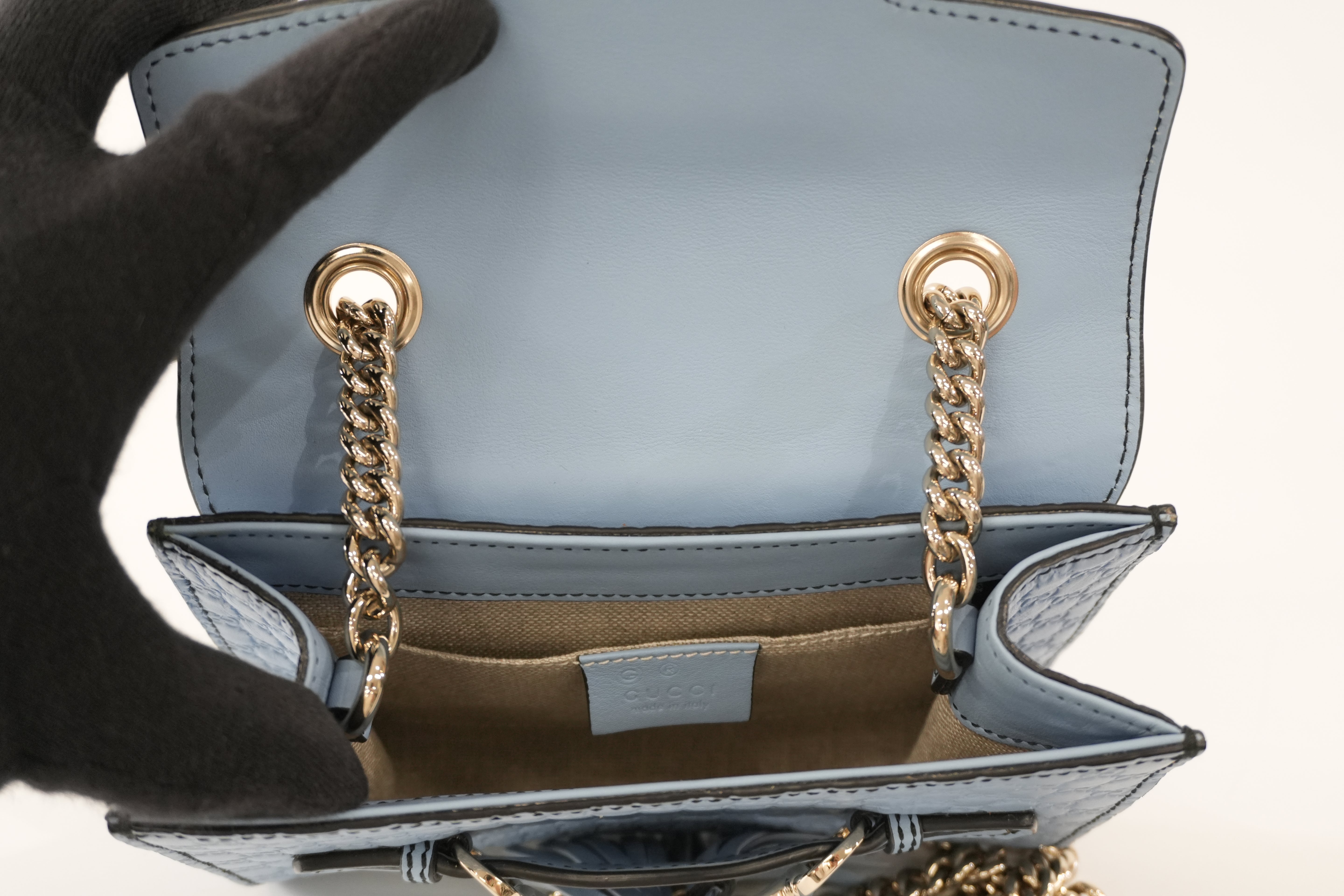 Pre-owned Gucci Micro Guccisima Chain Shoulder Bag Blue