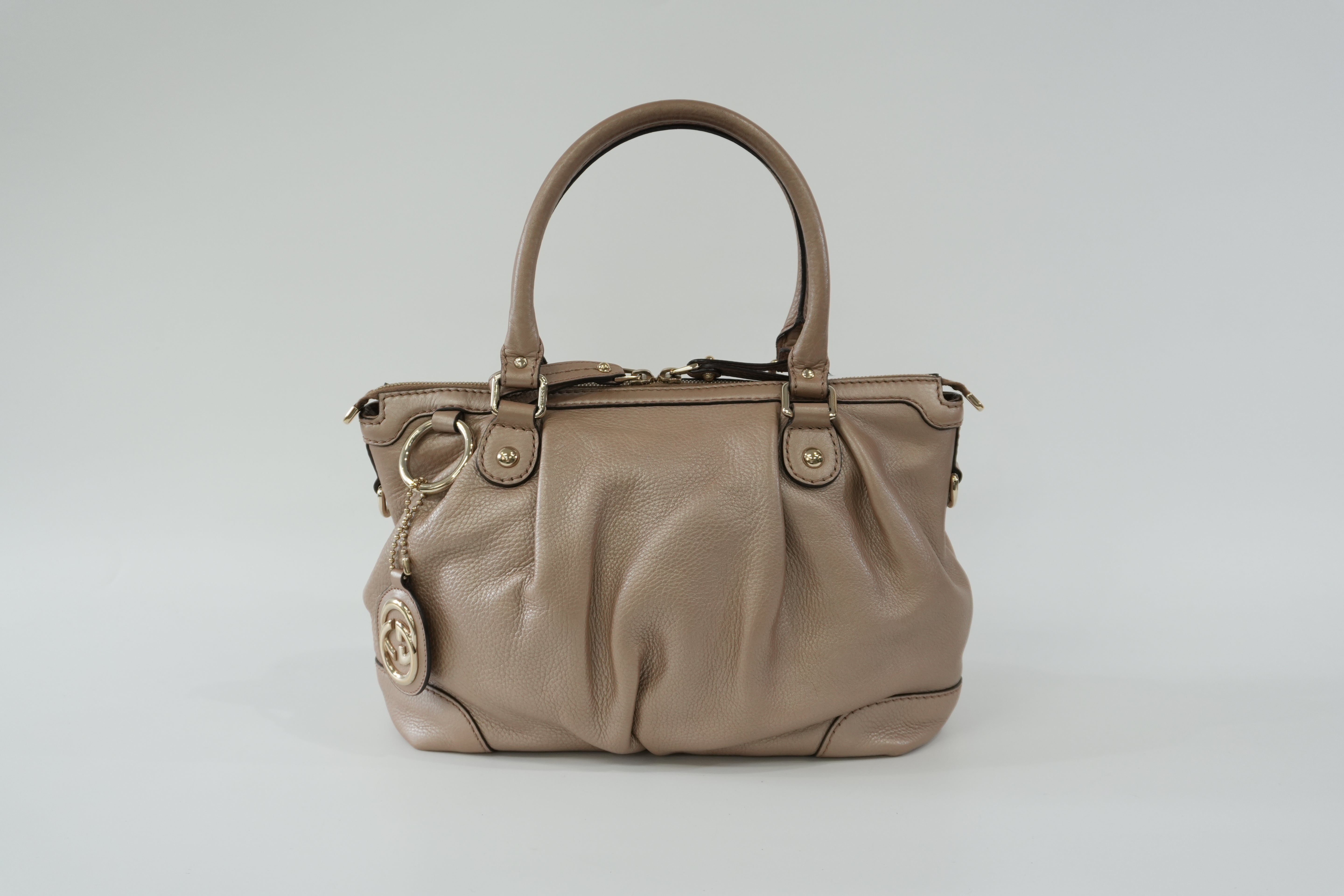 Pre-owned Gucci Leather Metallic Shoulder Bag Bronze