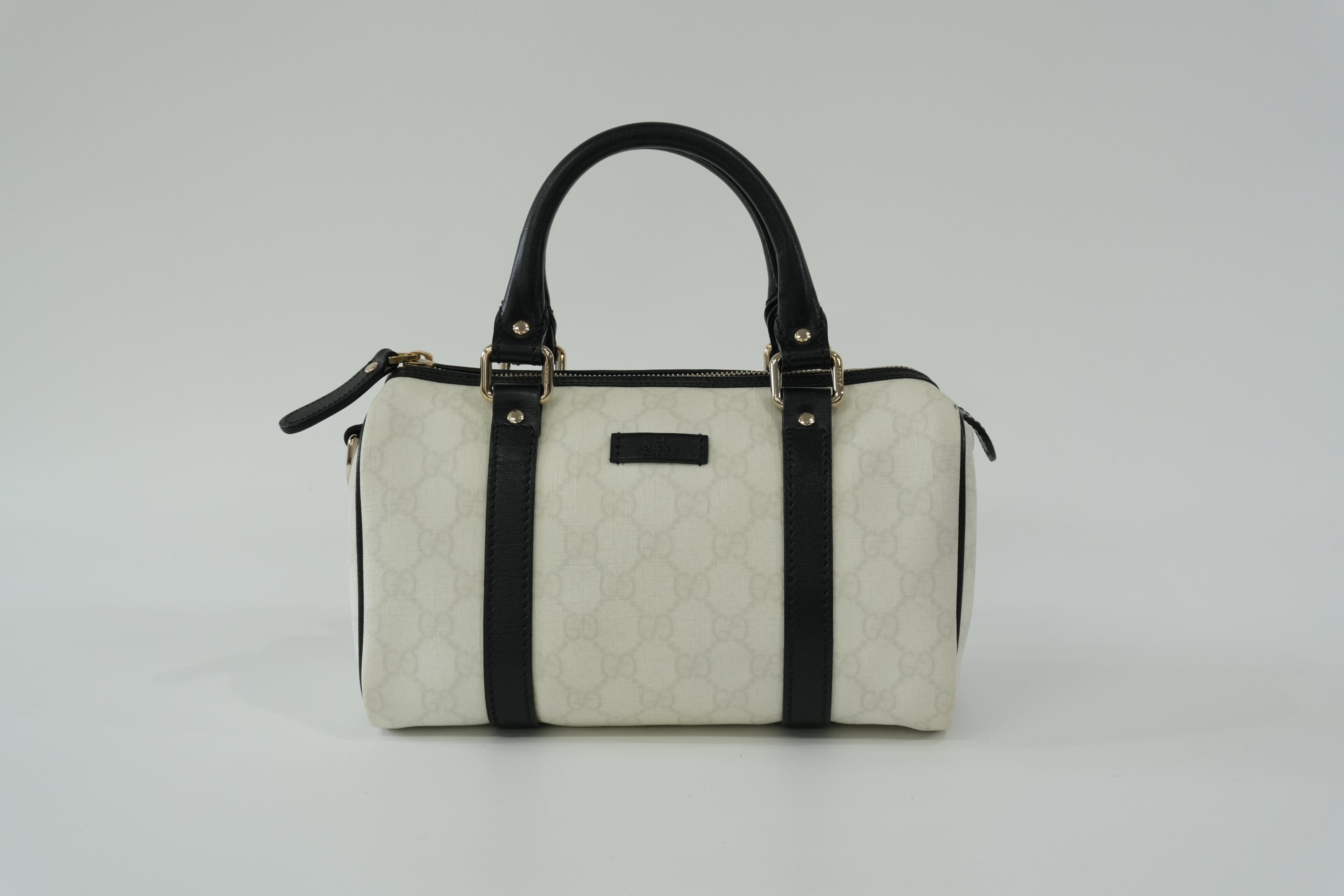 Pre-owned Gucci Canvas GG Supreme Boston Handbag White
