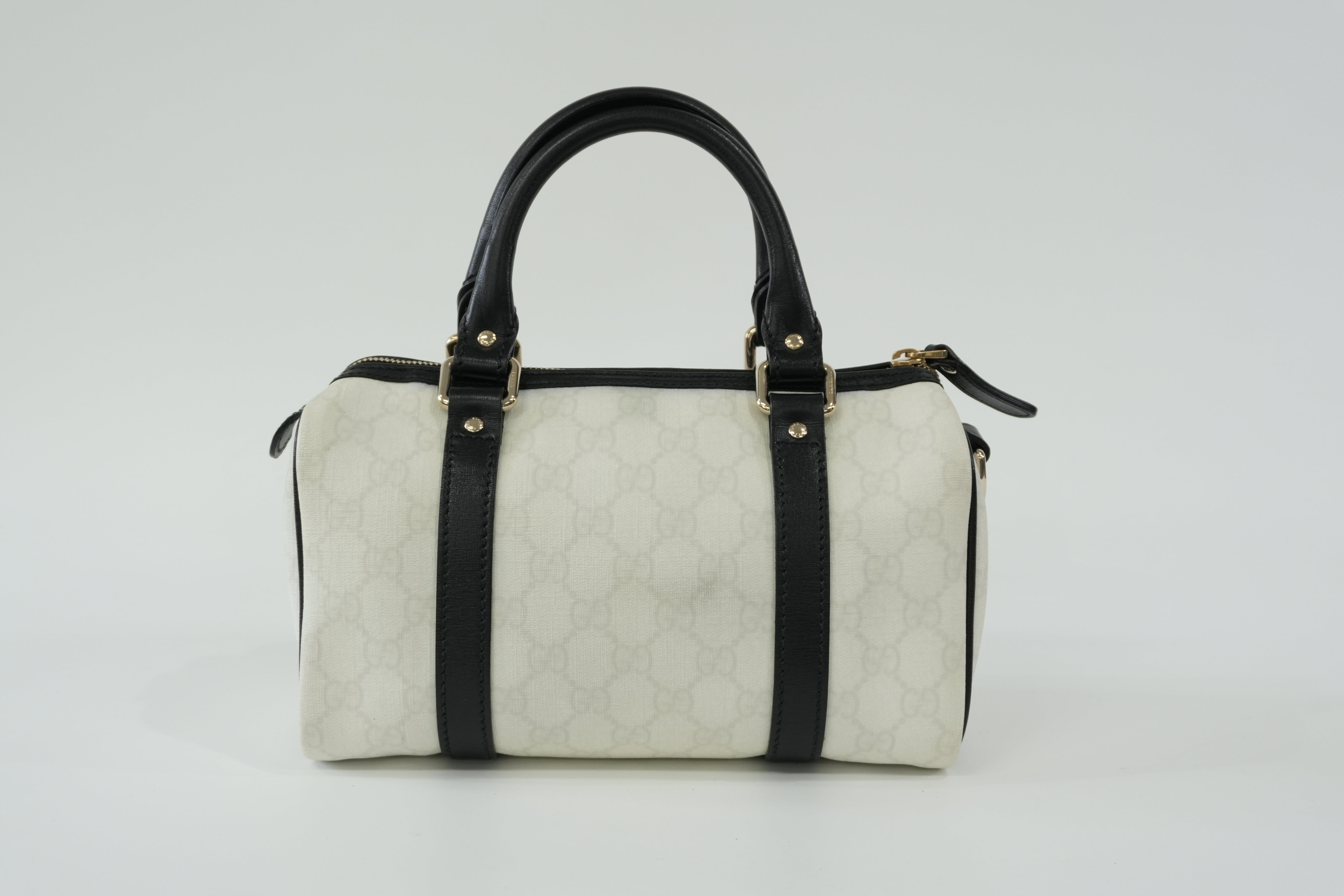 Pre-owned Gucci Canvas GG Supreme Boston Handbag White