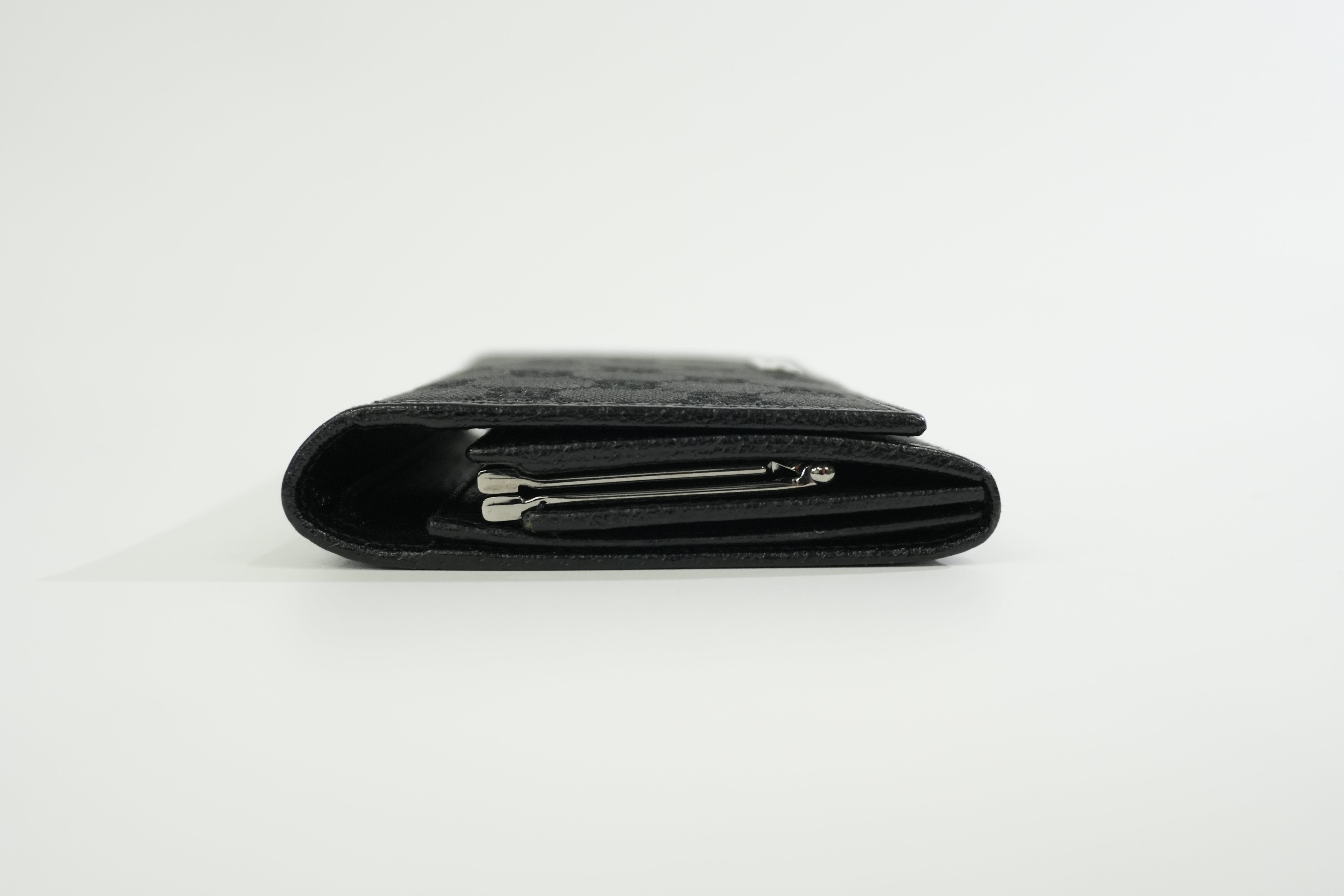 Pre-owned Gucci Canvas Long Wallet Black