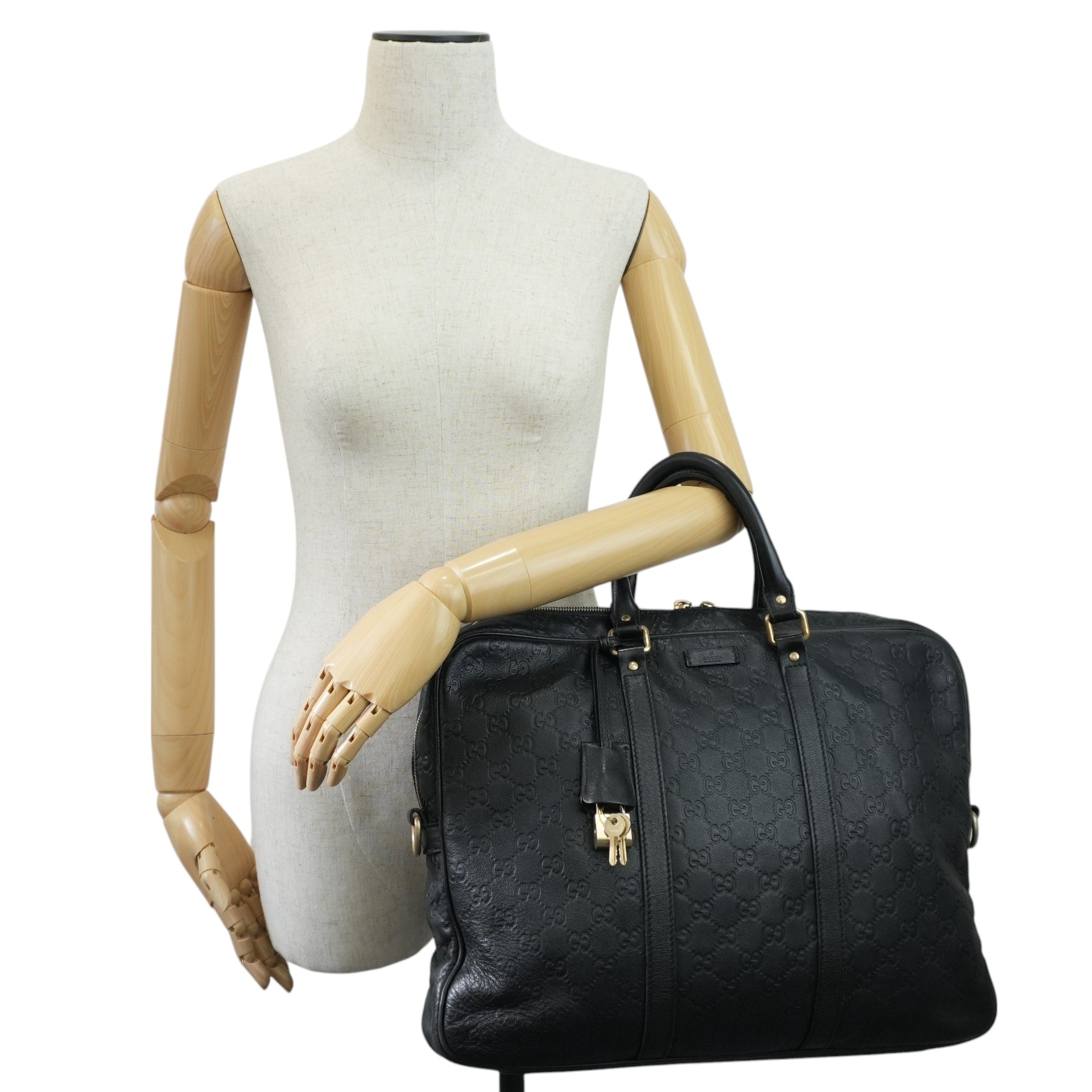 Gucci Guccisima Briefcase Black Leather Used