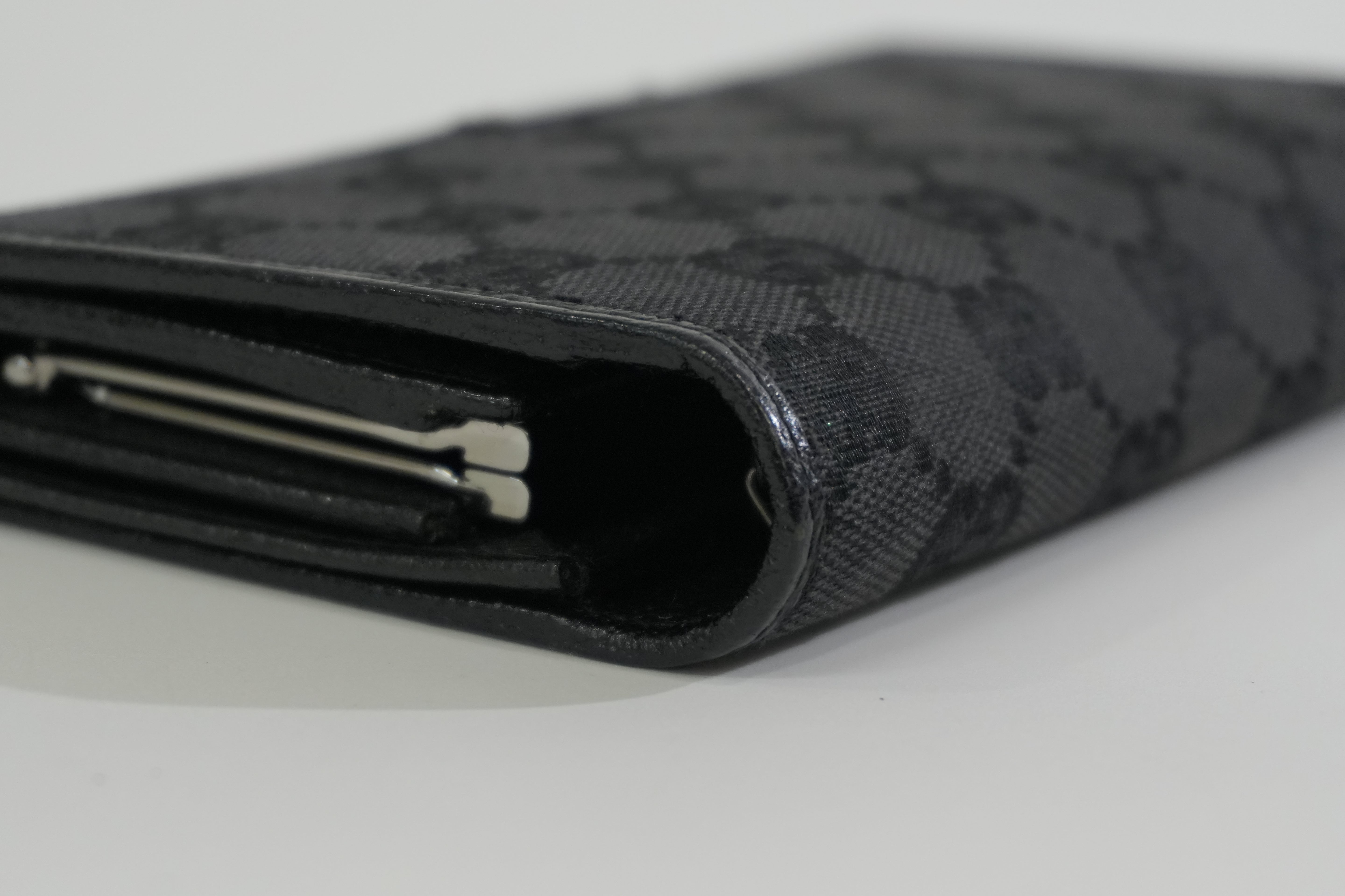 Pre-owned Gucci Canvas Long Wallet Black