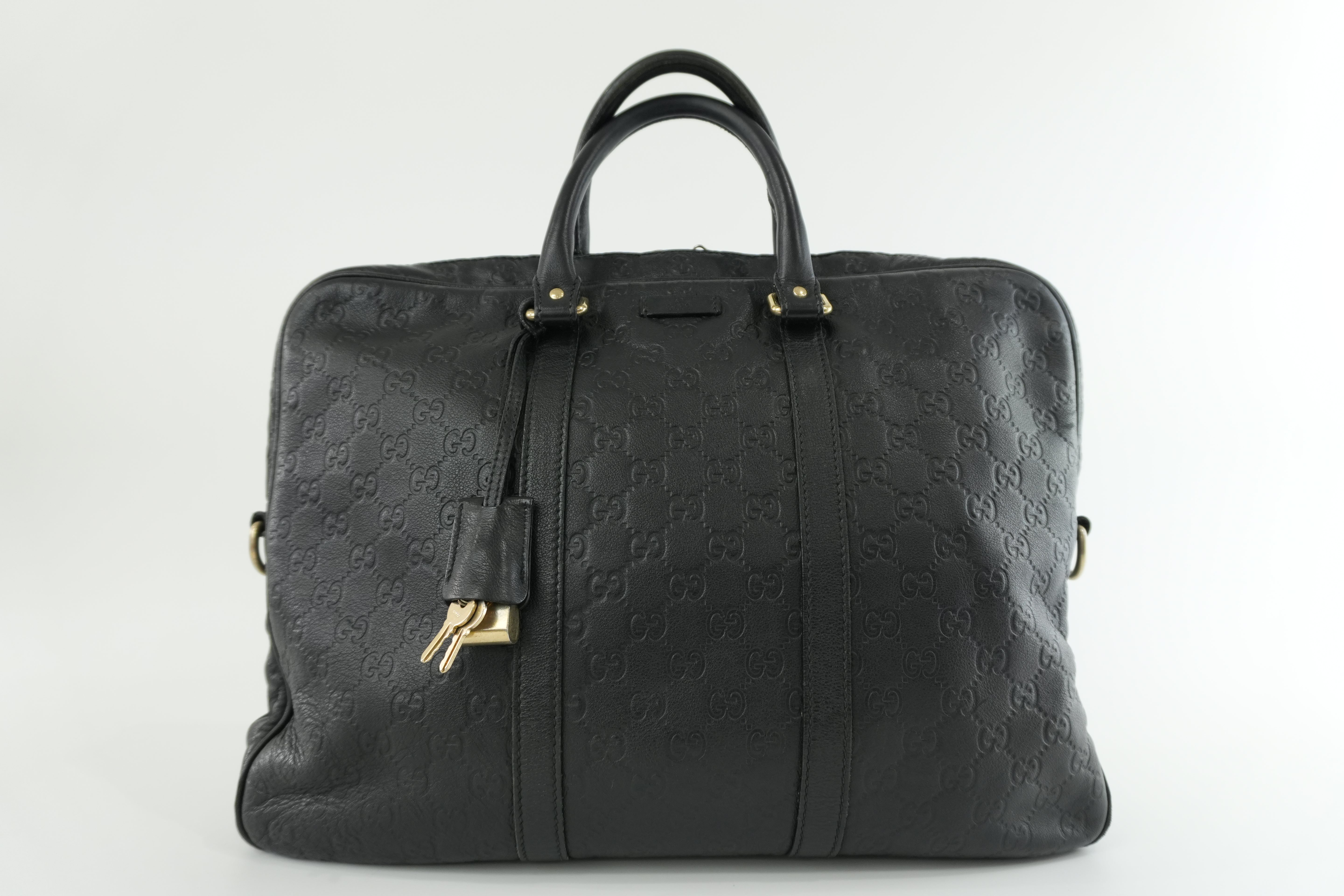 Gucci Guccisima Briefcase Black Leather Used