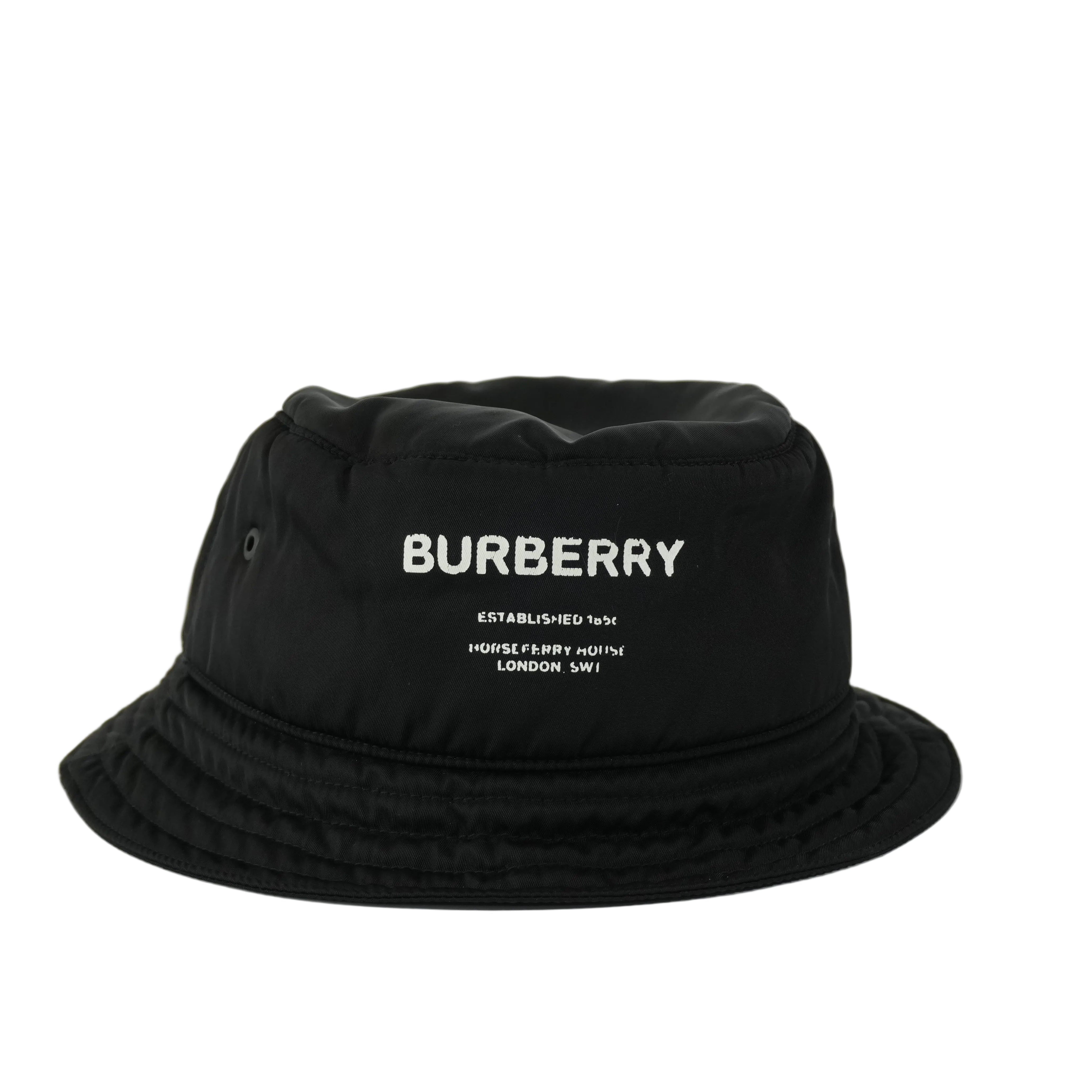 Pre-owned Burberry Bucket Hat Size L Black