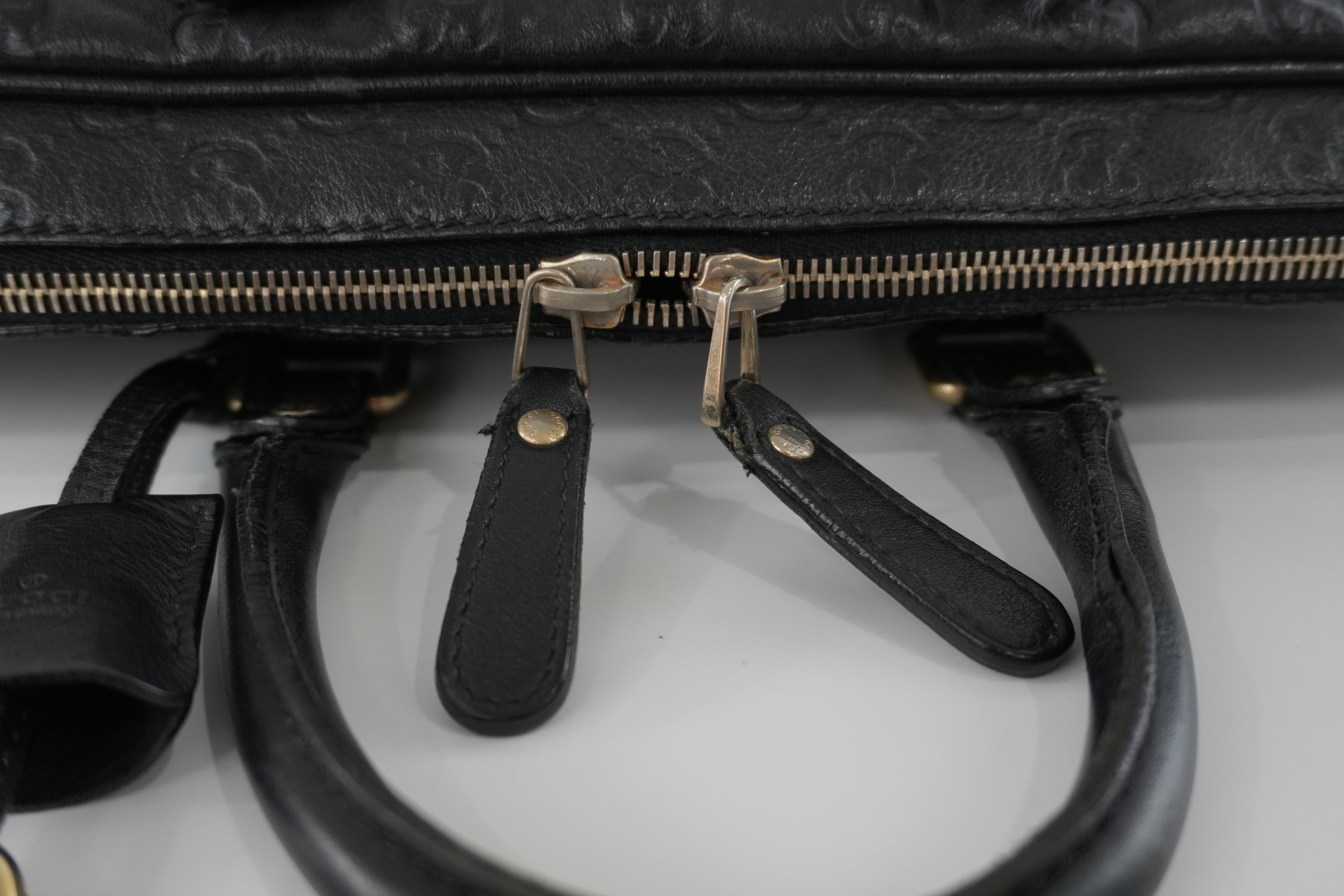 Gucci Guccisima Briefcase Black Leather Used