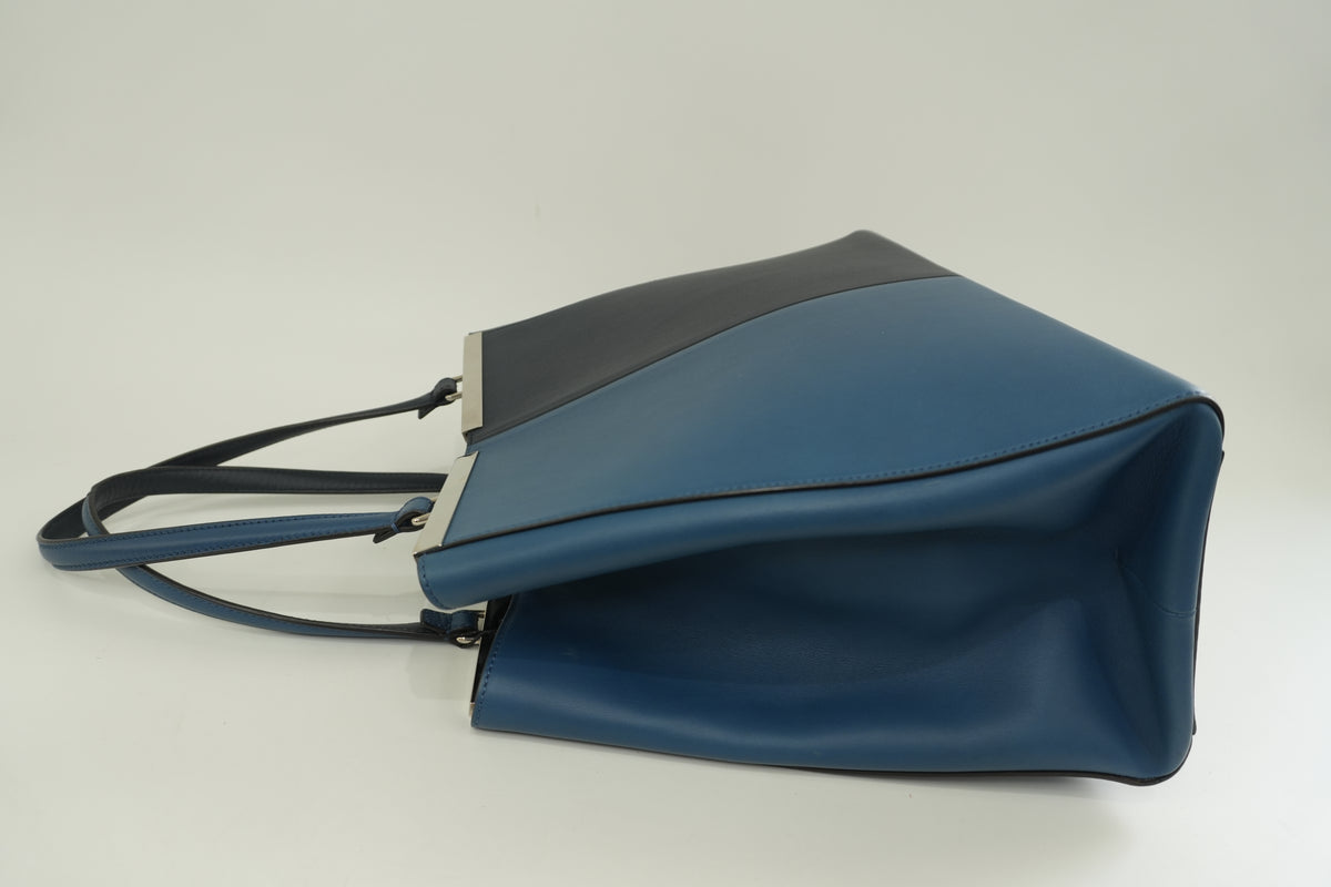 Pre-Owned Fendi Bicolor Vitello Elite 3 Jours Tote Bag Blue