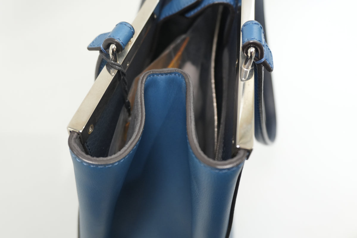 Pre-Owned Fendi Bicolor Vitello Elite 3 Jours Tote Bag Blue