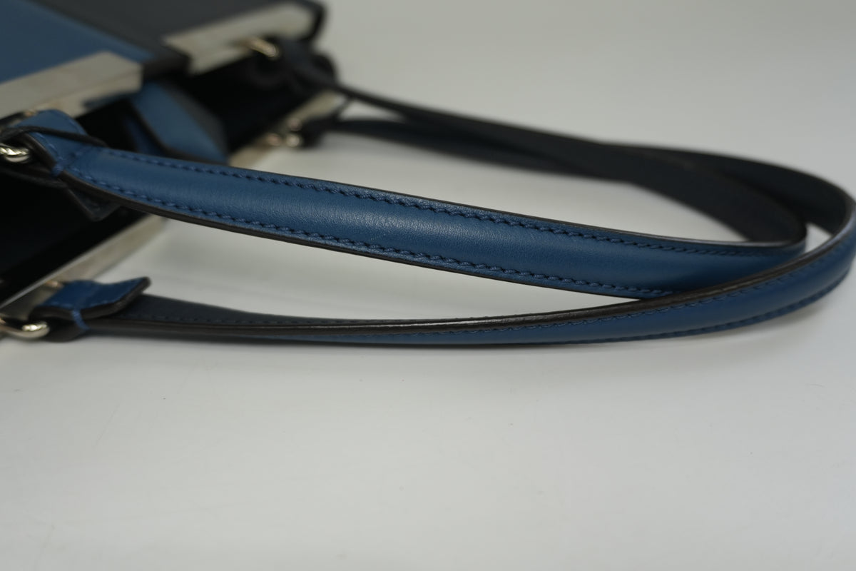 Pre-Owned Fendi Bicolor Vitello Elite 3 Jours Tote Bag Blue