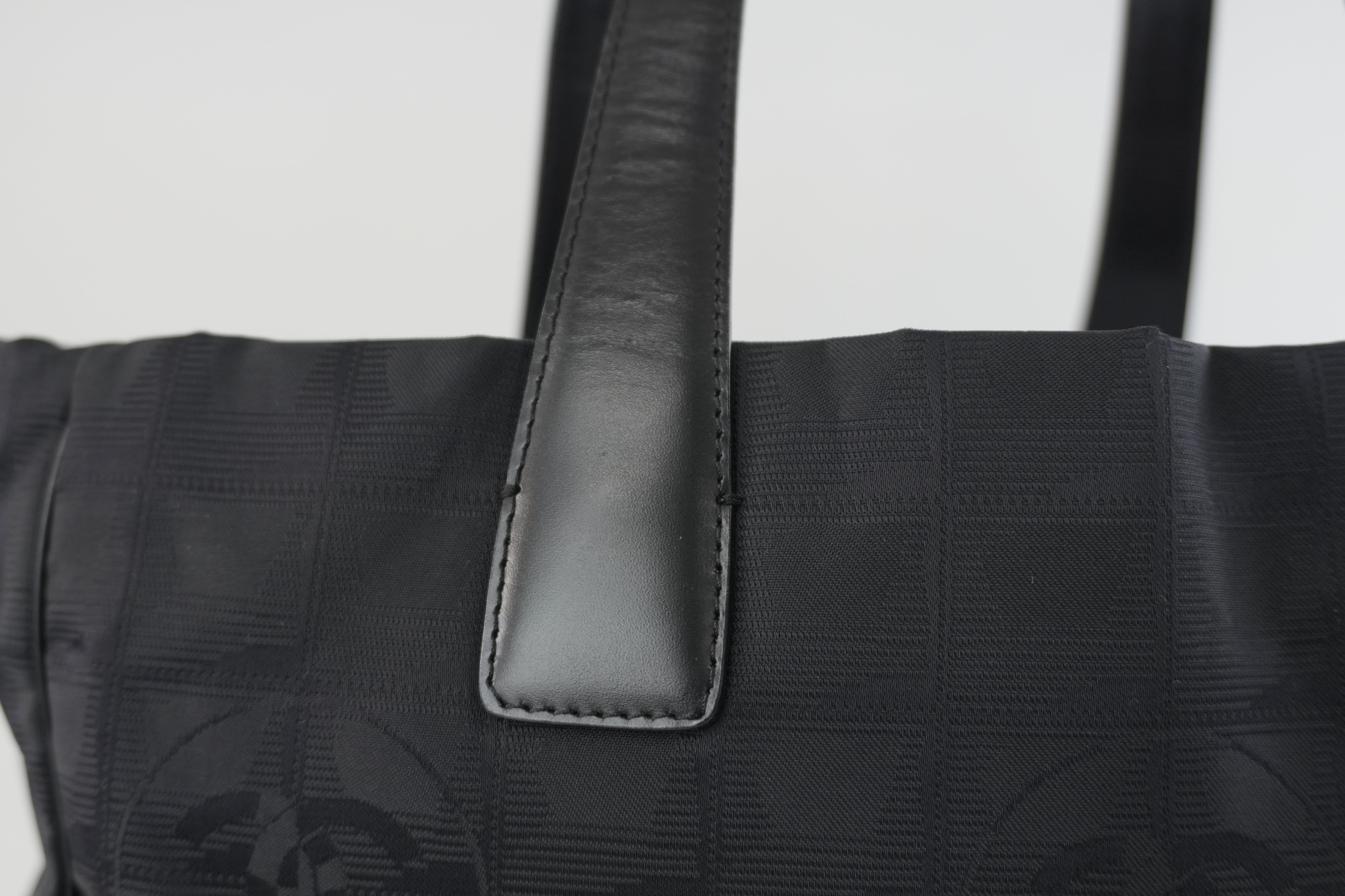 Chanel New Travel Line Tote Bag Black Nylon Used