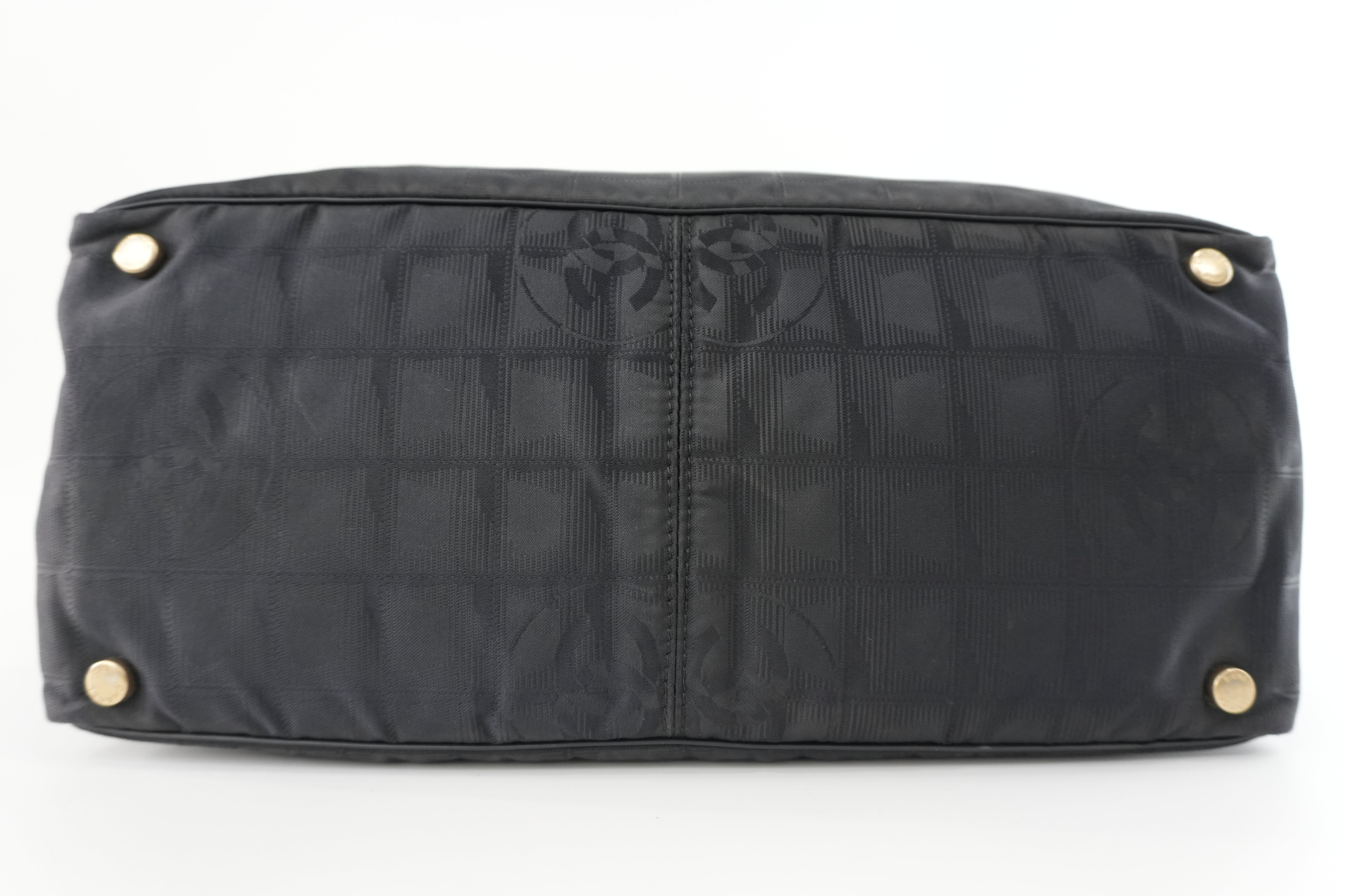 Chanel New Travel Line Tote Bag Black Nylon Used