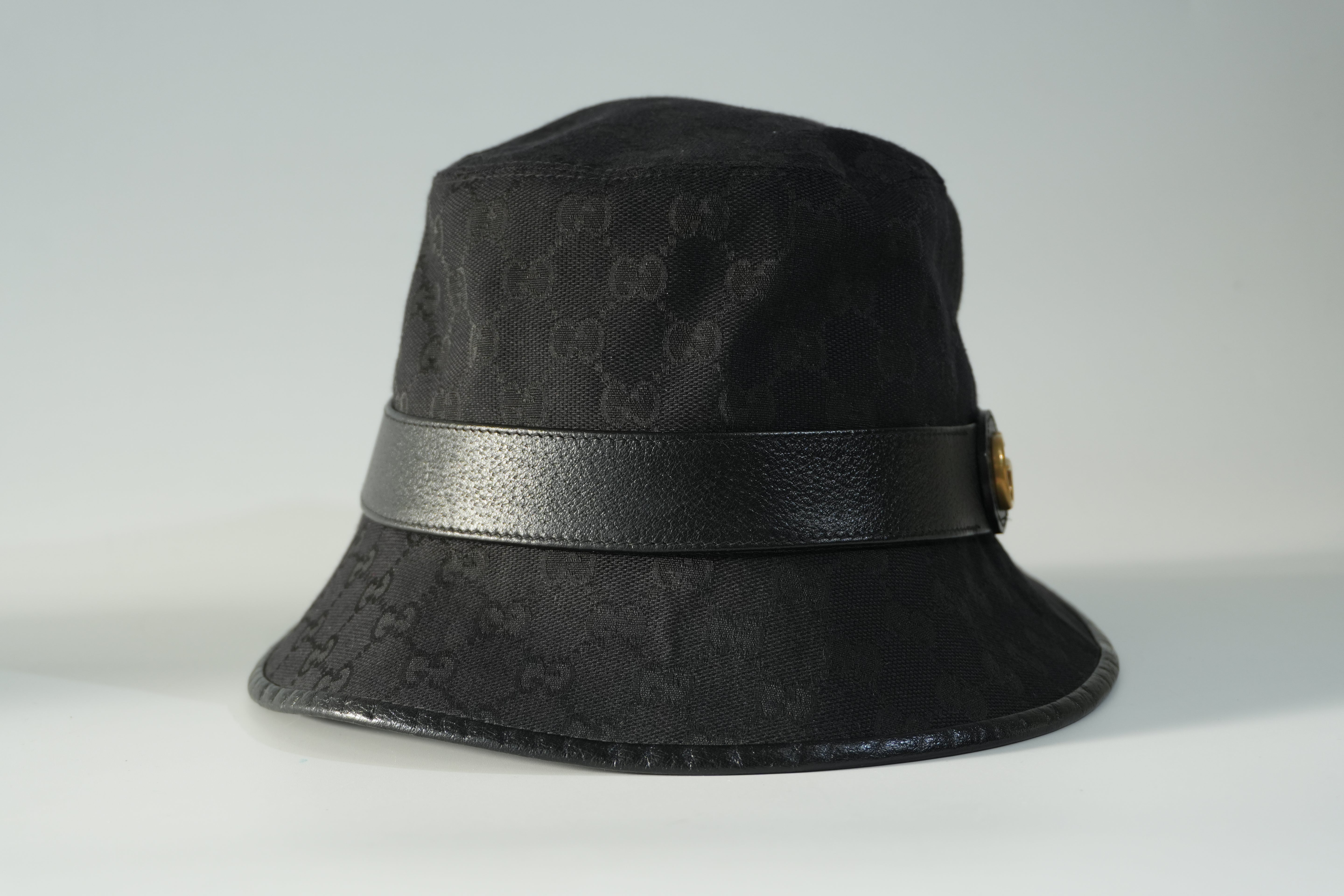 Pre-owned Gucci Guccisima Bucket Hat L Size Black