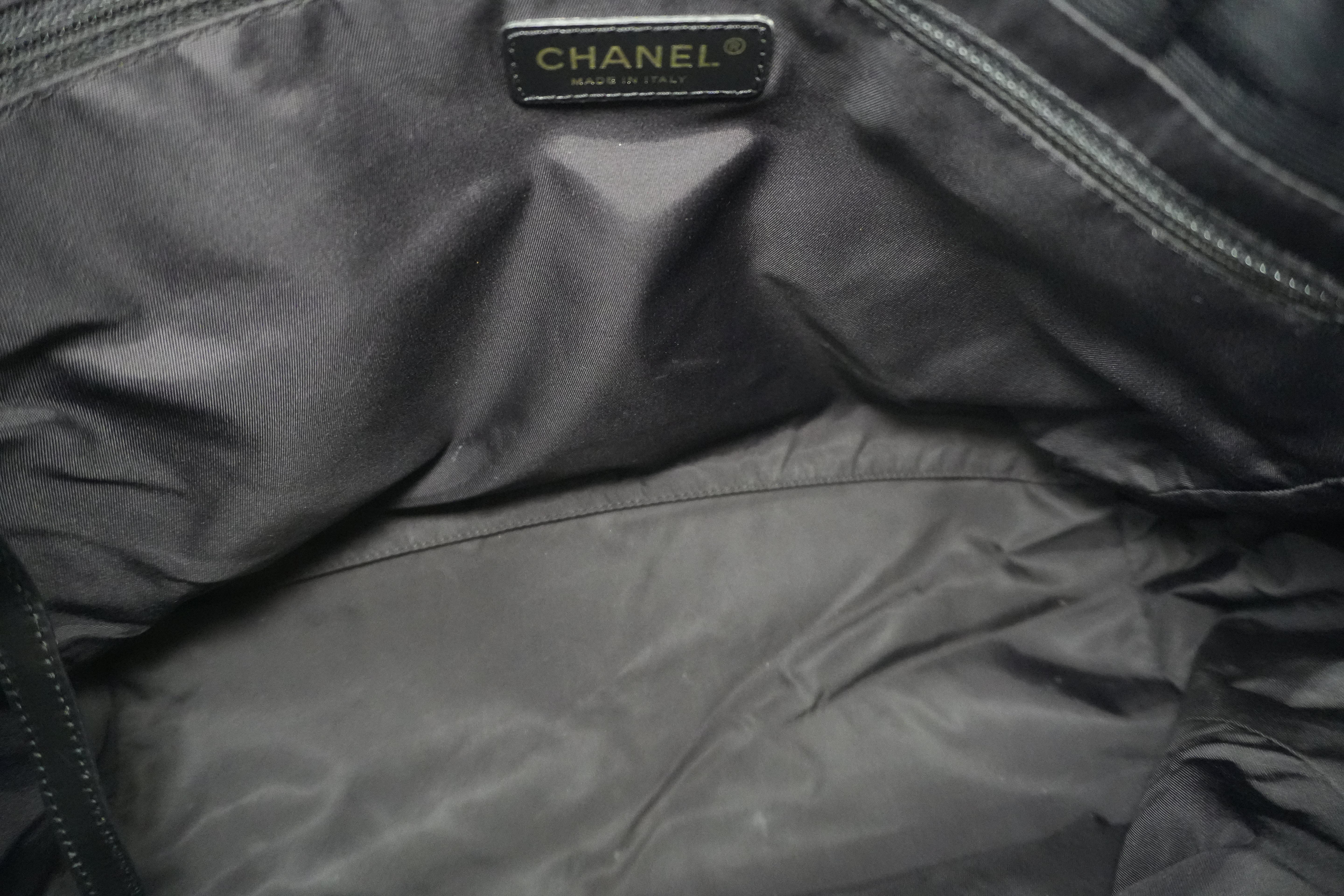 Chanel New Travel Line Tote Bag Black Nylon Used