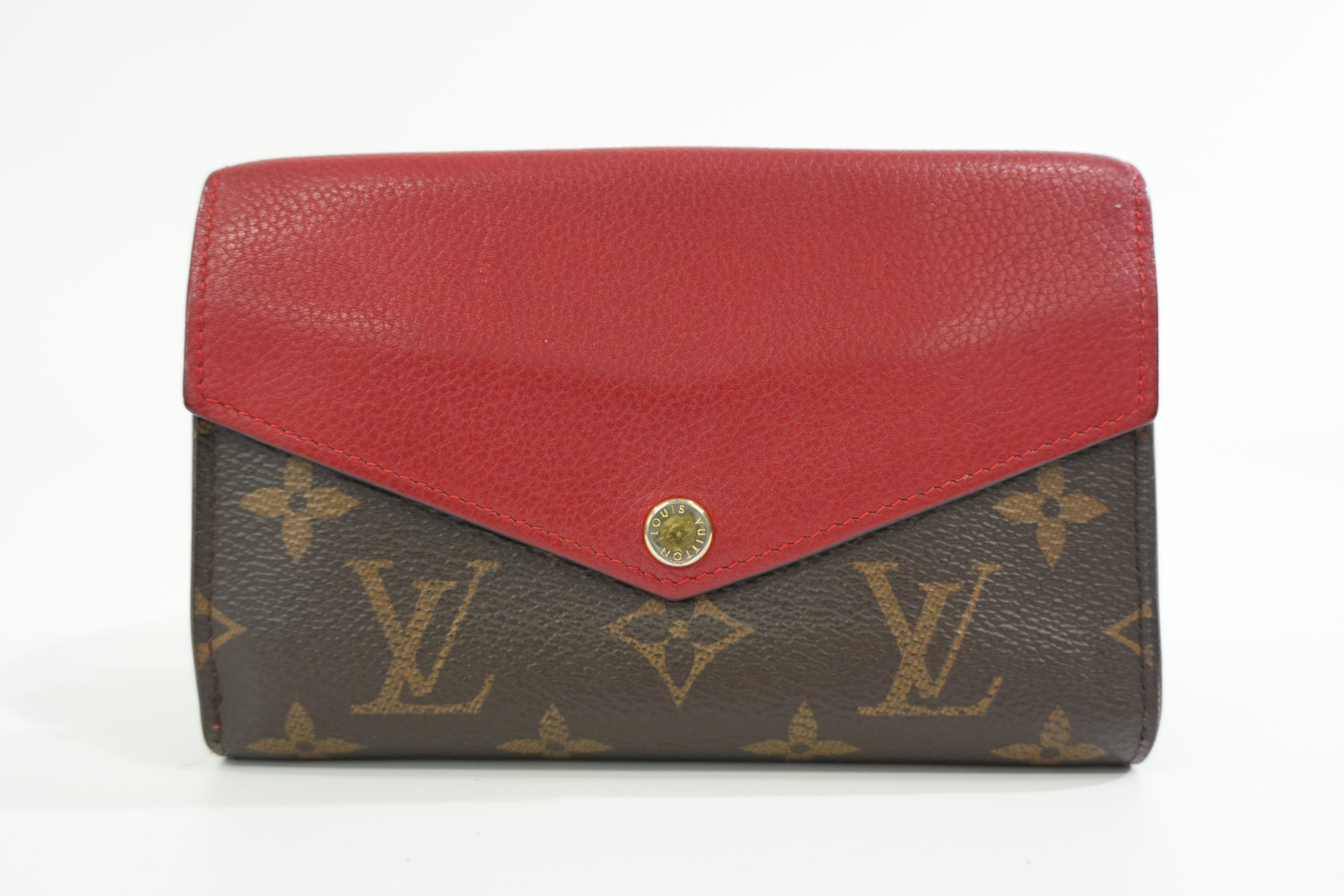 Pre-owned Louis Vuitton Monogram Pallas Compact Wallet Red