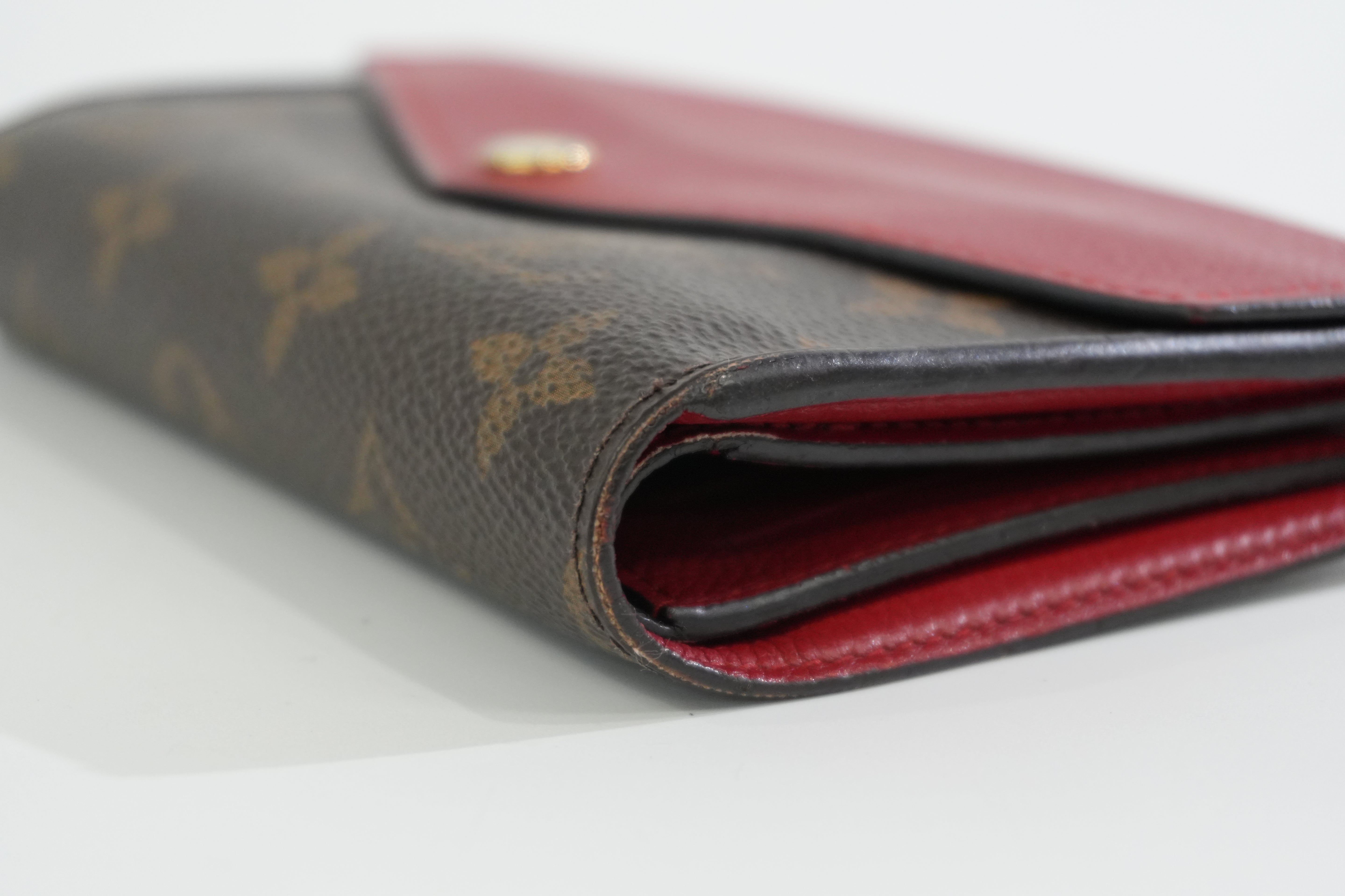 Pre-owned Louis Vuitton Monogram Pallas Compact Wallet Red