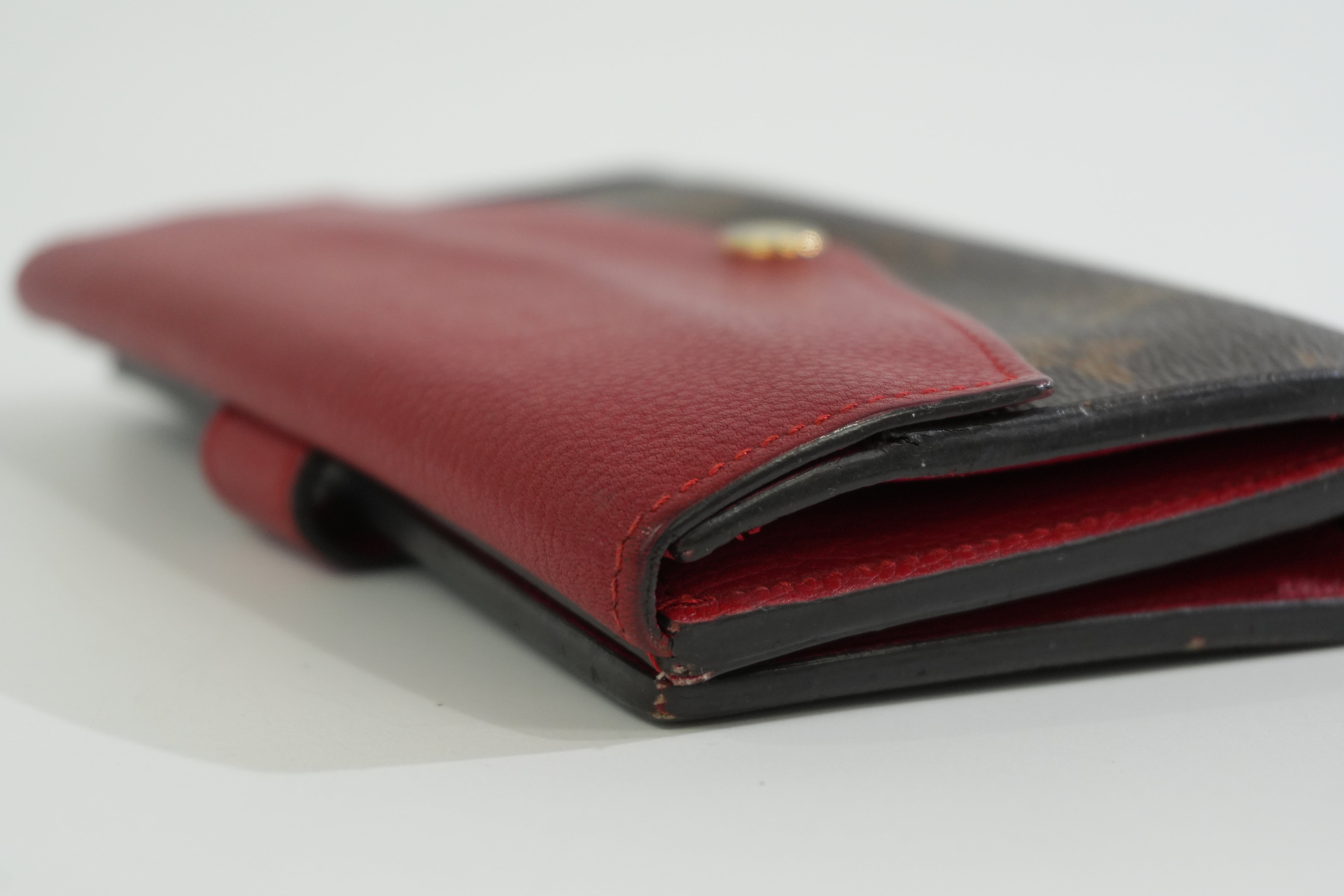 Pre-owned Louis Vuitton Monogram Pallas Compact Wallet Red