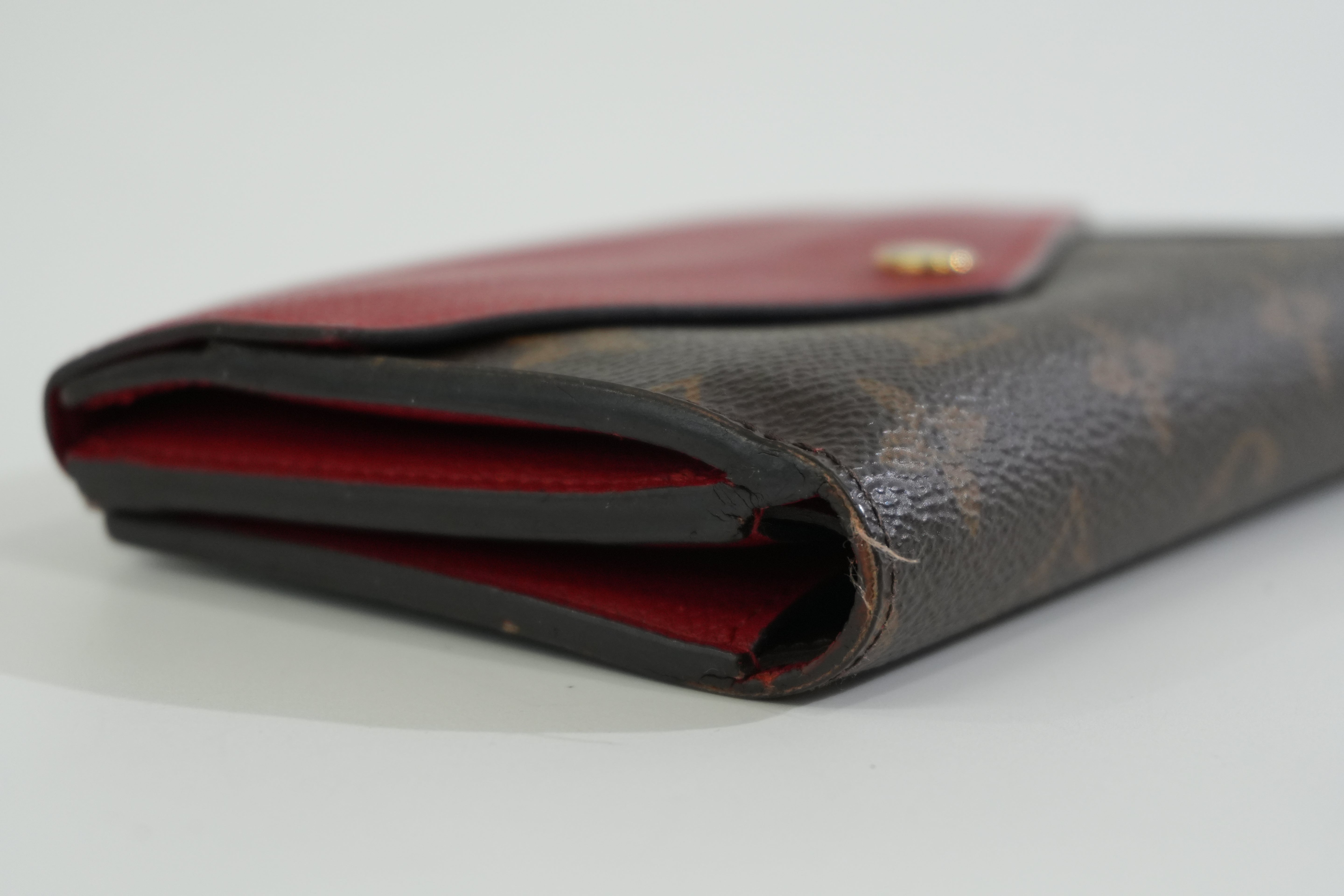 Pre-owned Louis Vuitton Monogram Pallas Compact Wallet Red