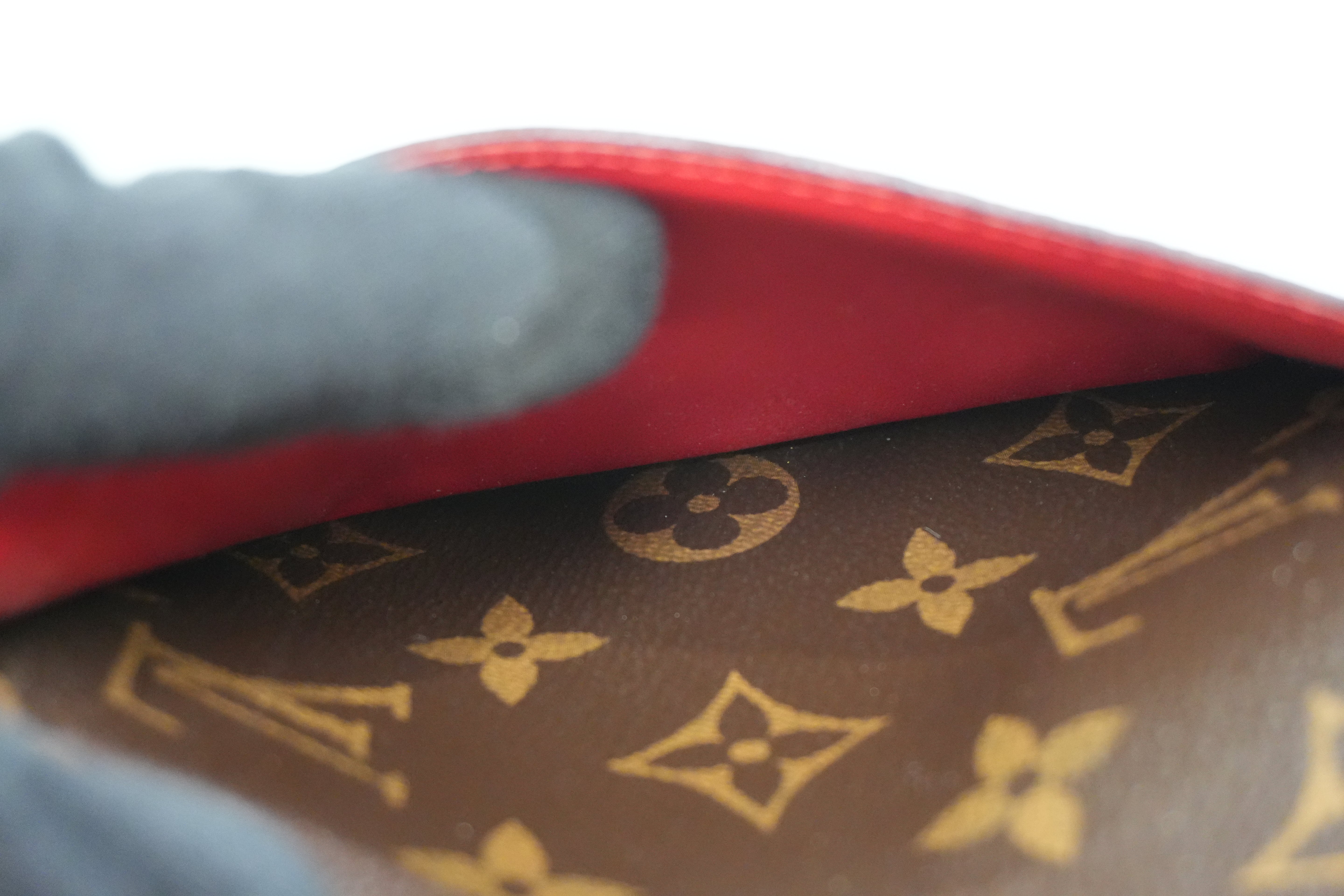 Pre-owned Louis Vuitton Monogram Pallas Compact Wallet Red