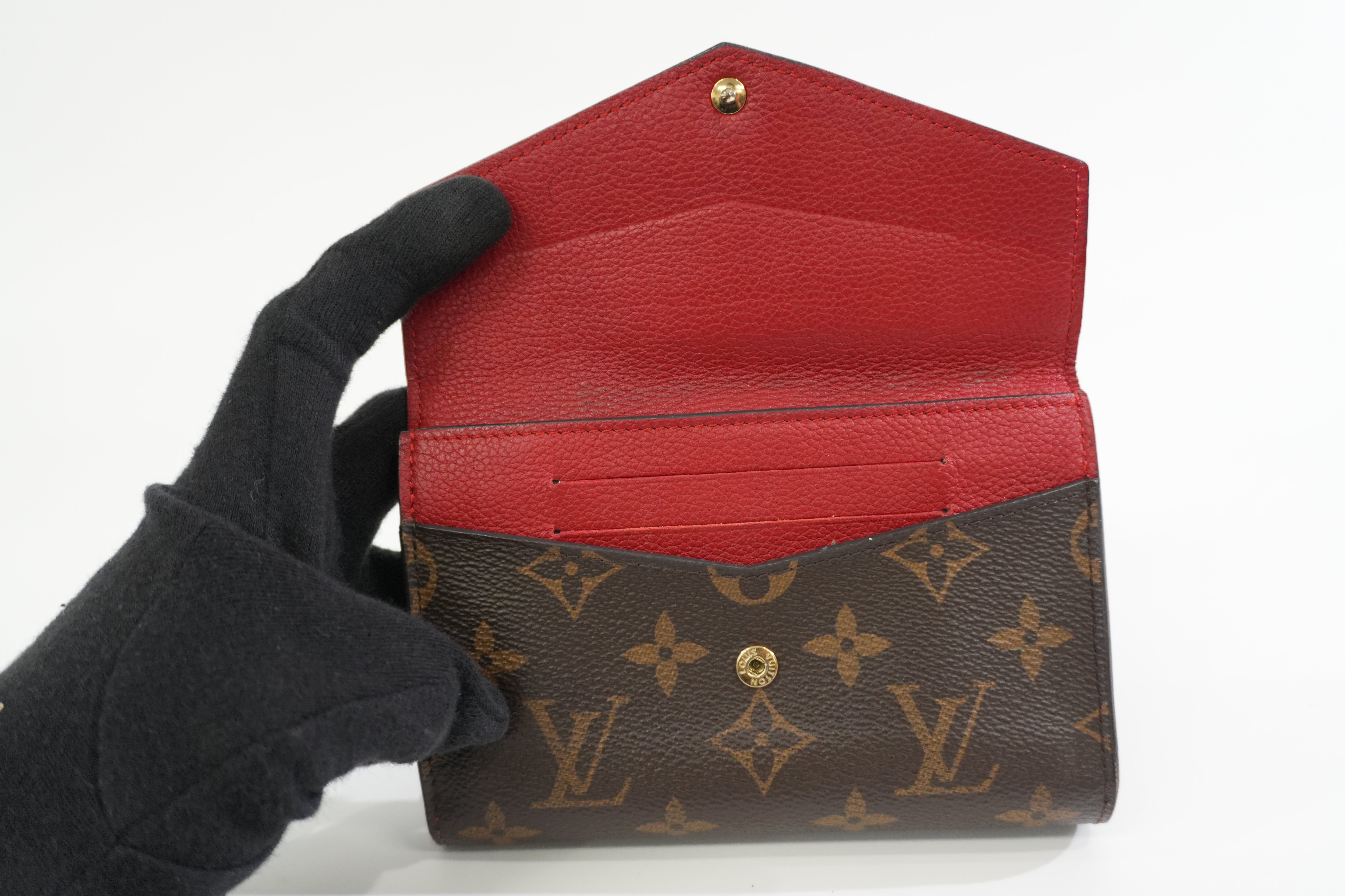 Pre-owned Louis Vuitton Monogram Pallas Compact Wallet Red