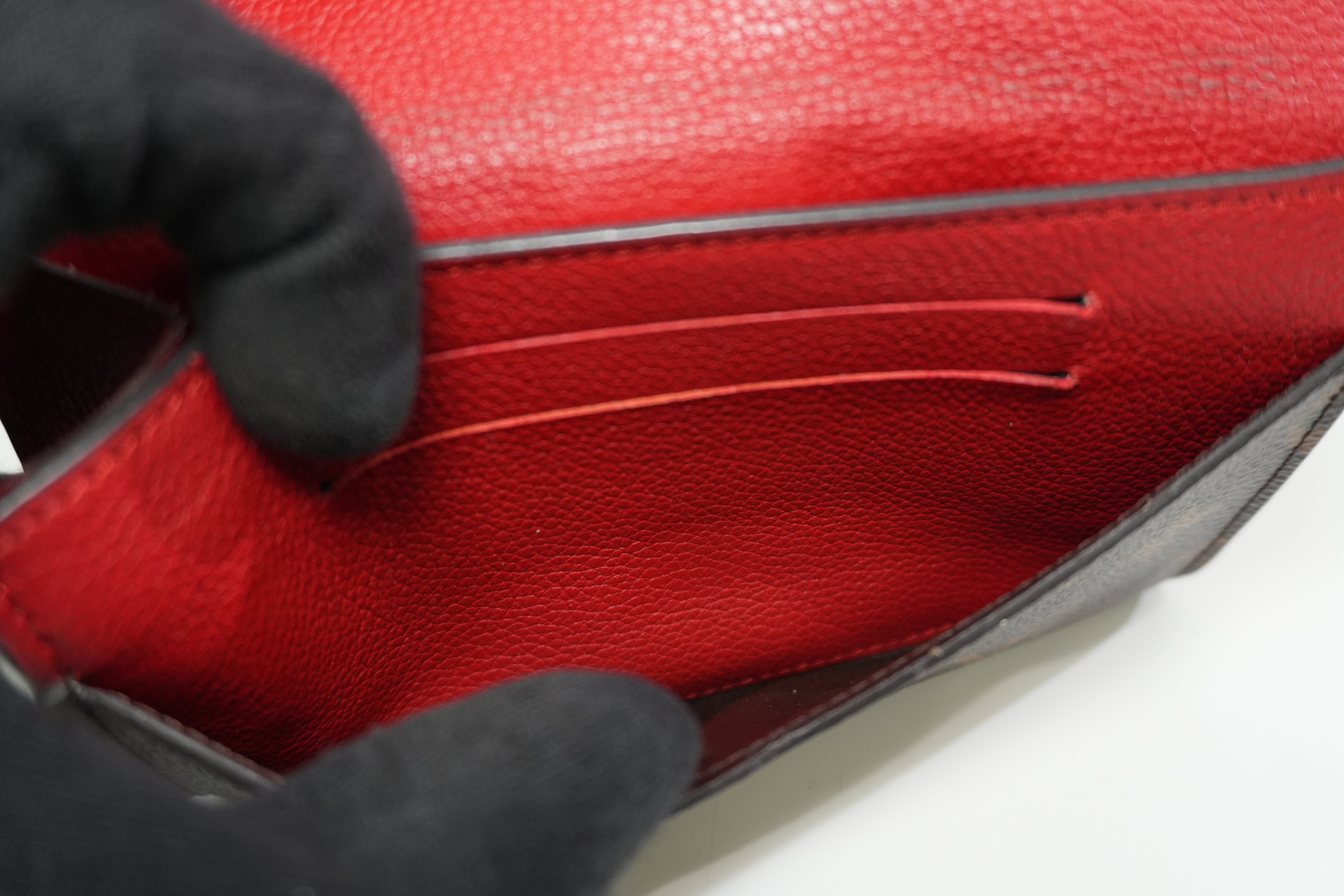 Pre-owned Louis Vuitton Monogram Pallas Compact Wallet Red