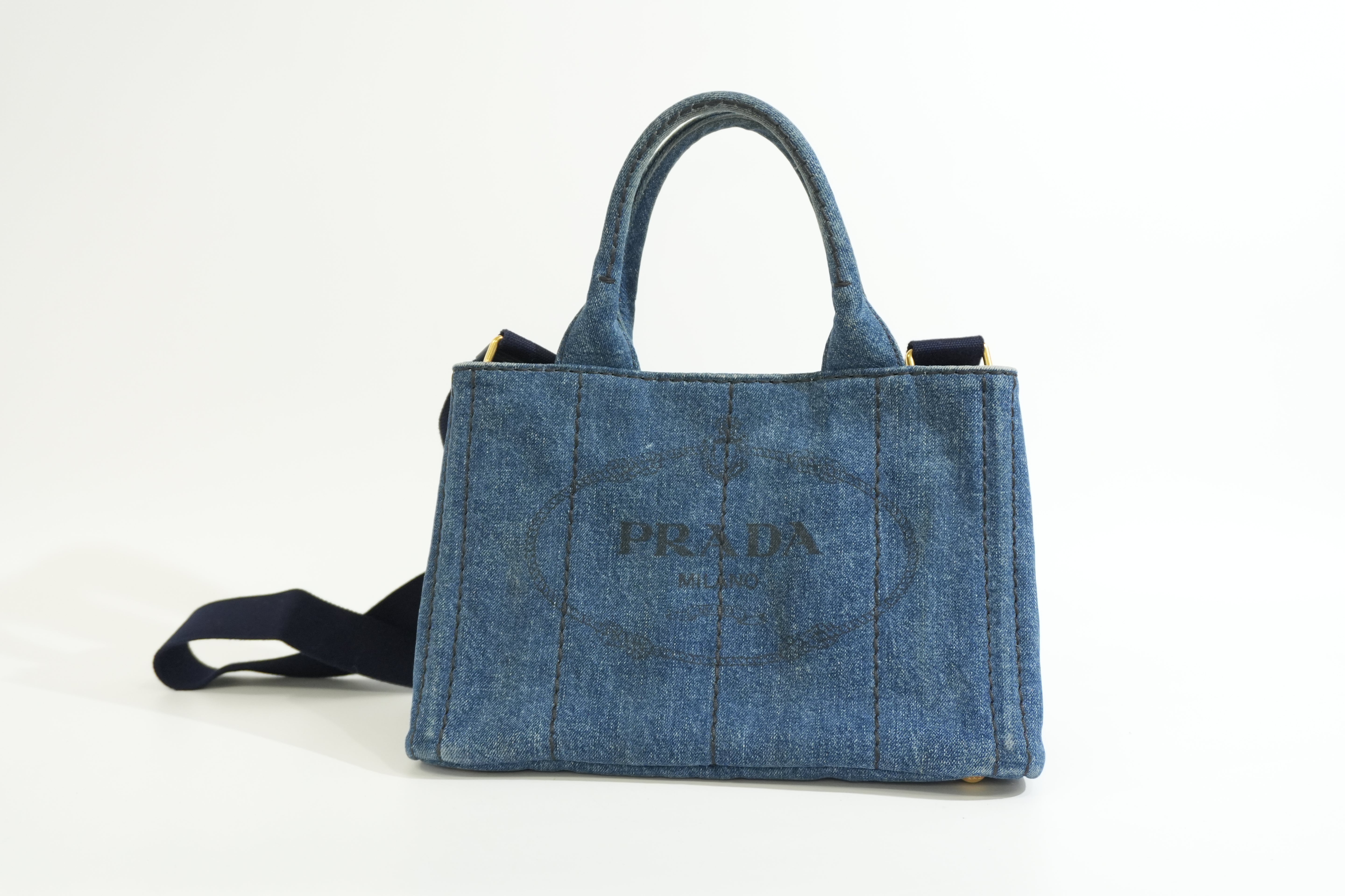 Pre-owned Prada Canapa Two Way Shoulder Bag/ Denim