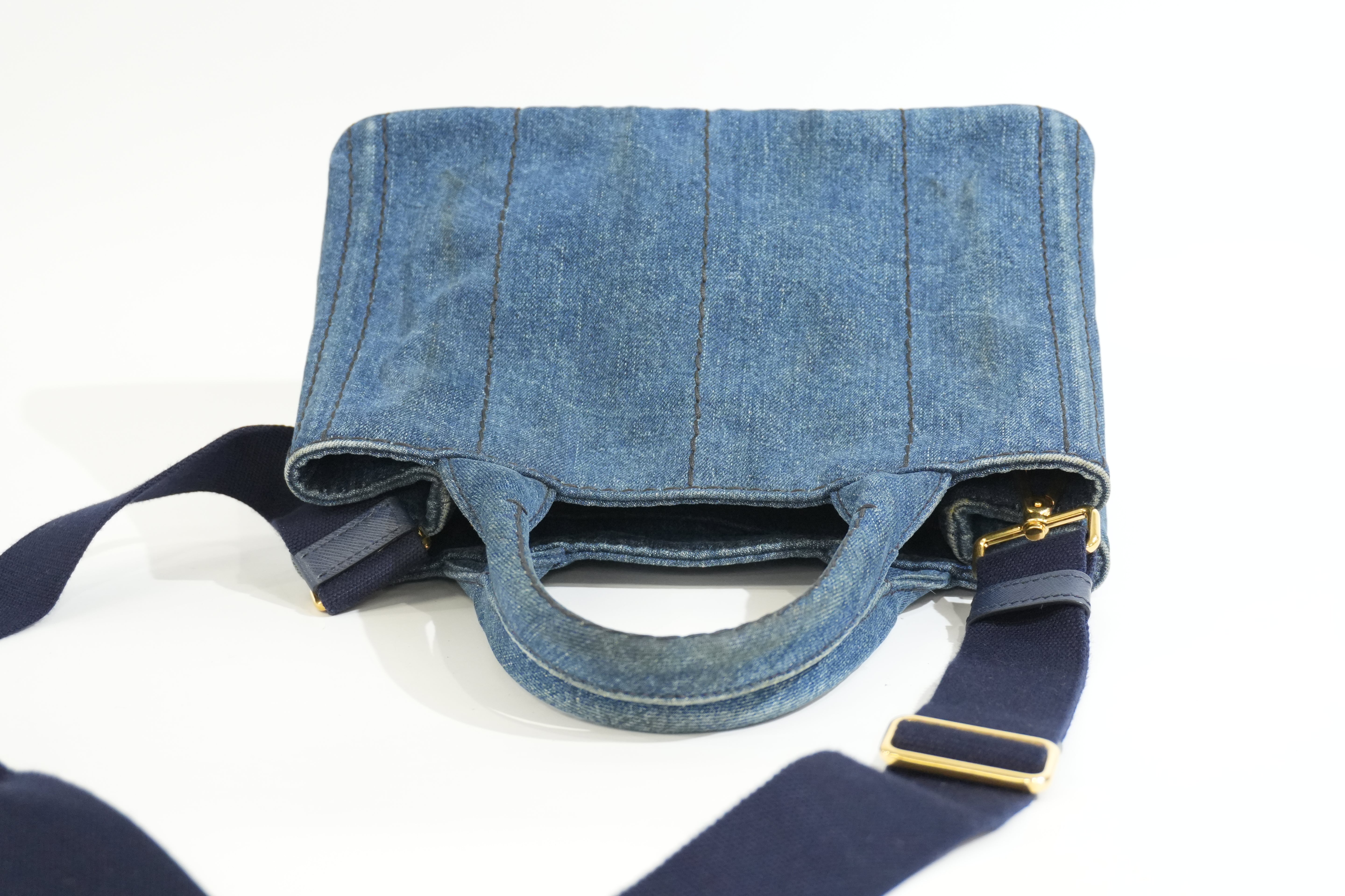 Pre-owned Prada Canapa Two Way Shoulder Bag/ Denim
