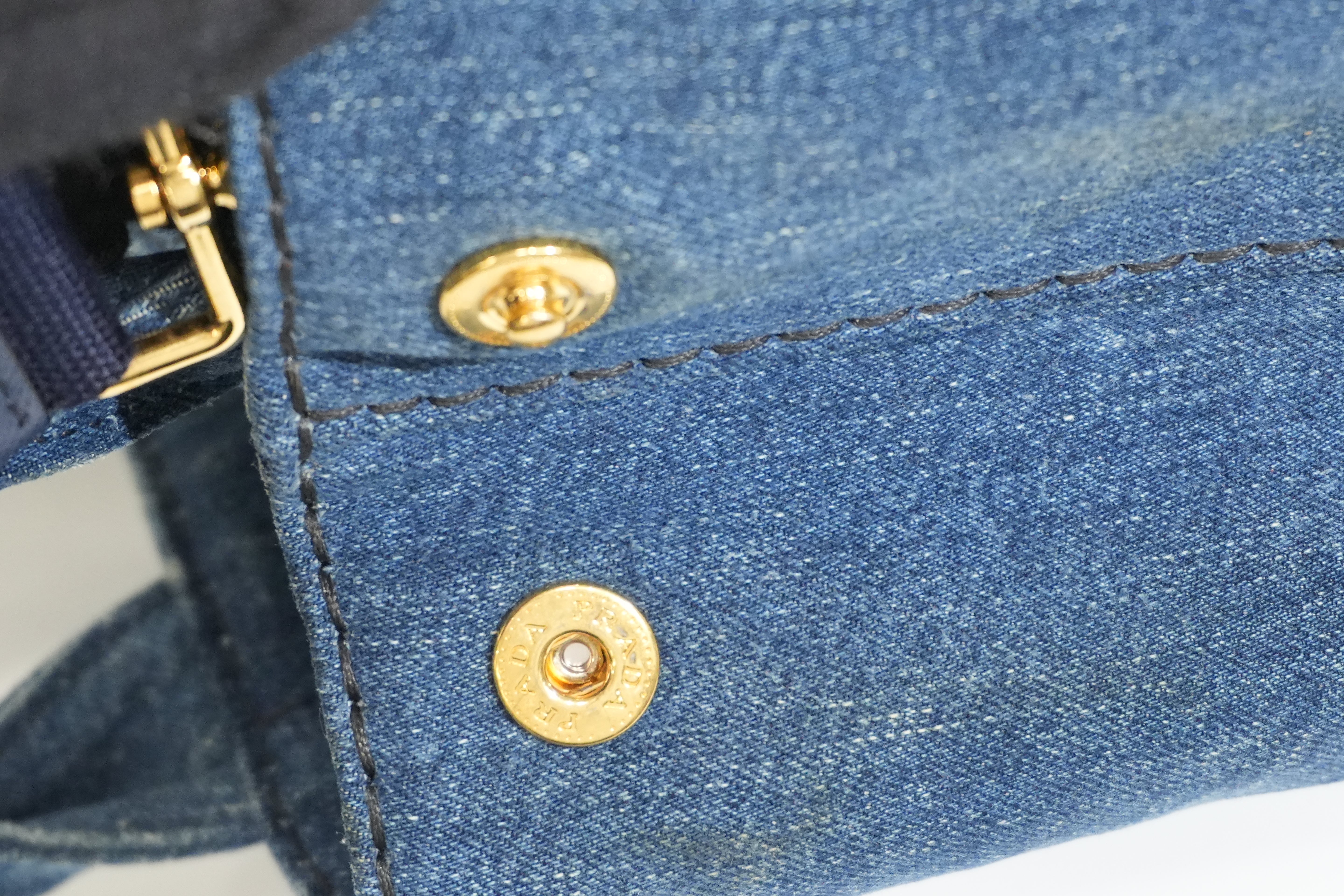 Pre-owned Prada Canapa Two Way Shoulder Bag/ Denim