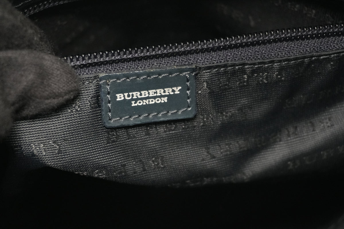Pre-Owned Burberry Pvc Canvas Nova Check Handbag Navy Blue