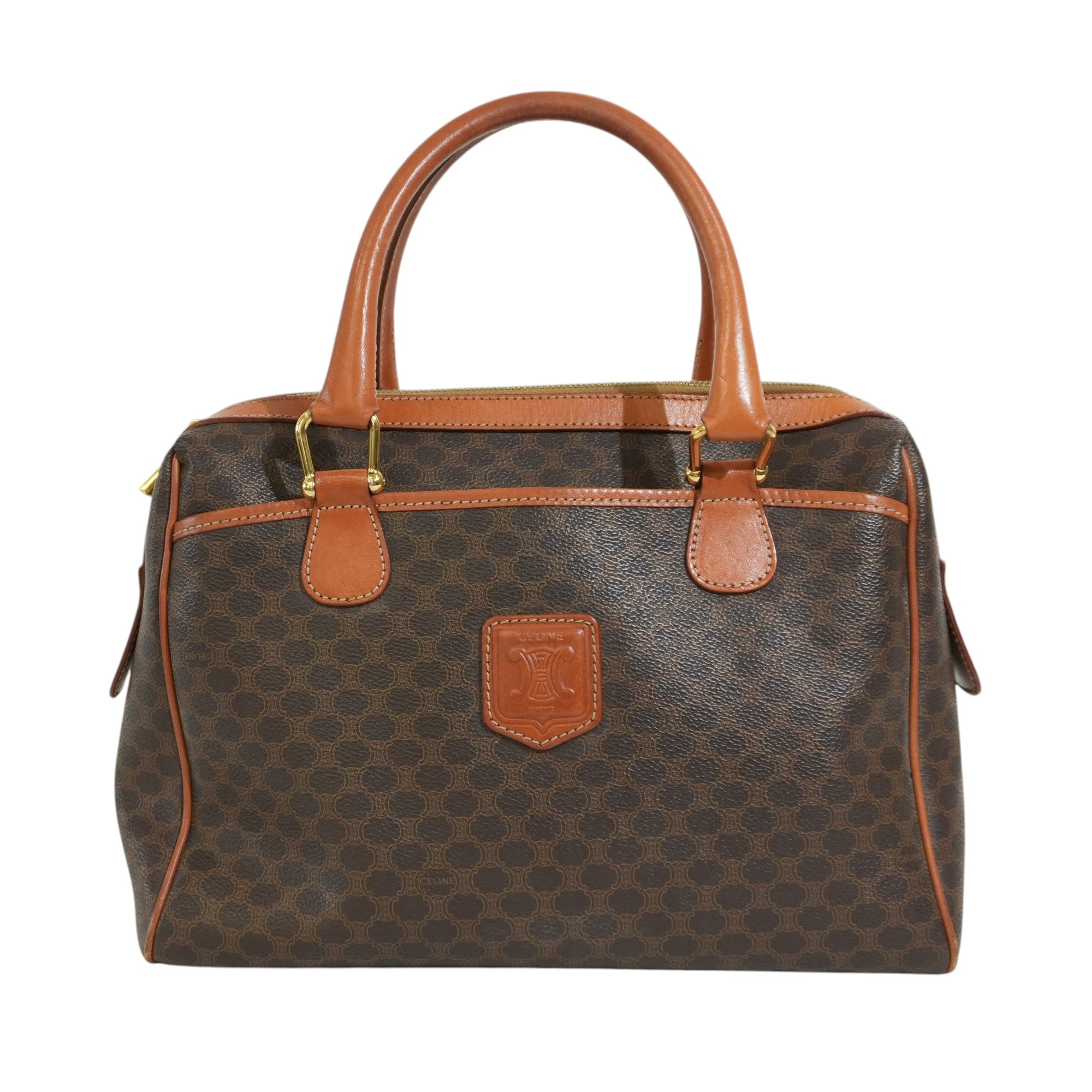 Pre-owned Celine Macadam Boston Bag Brown