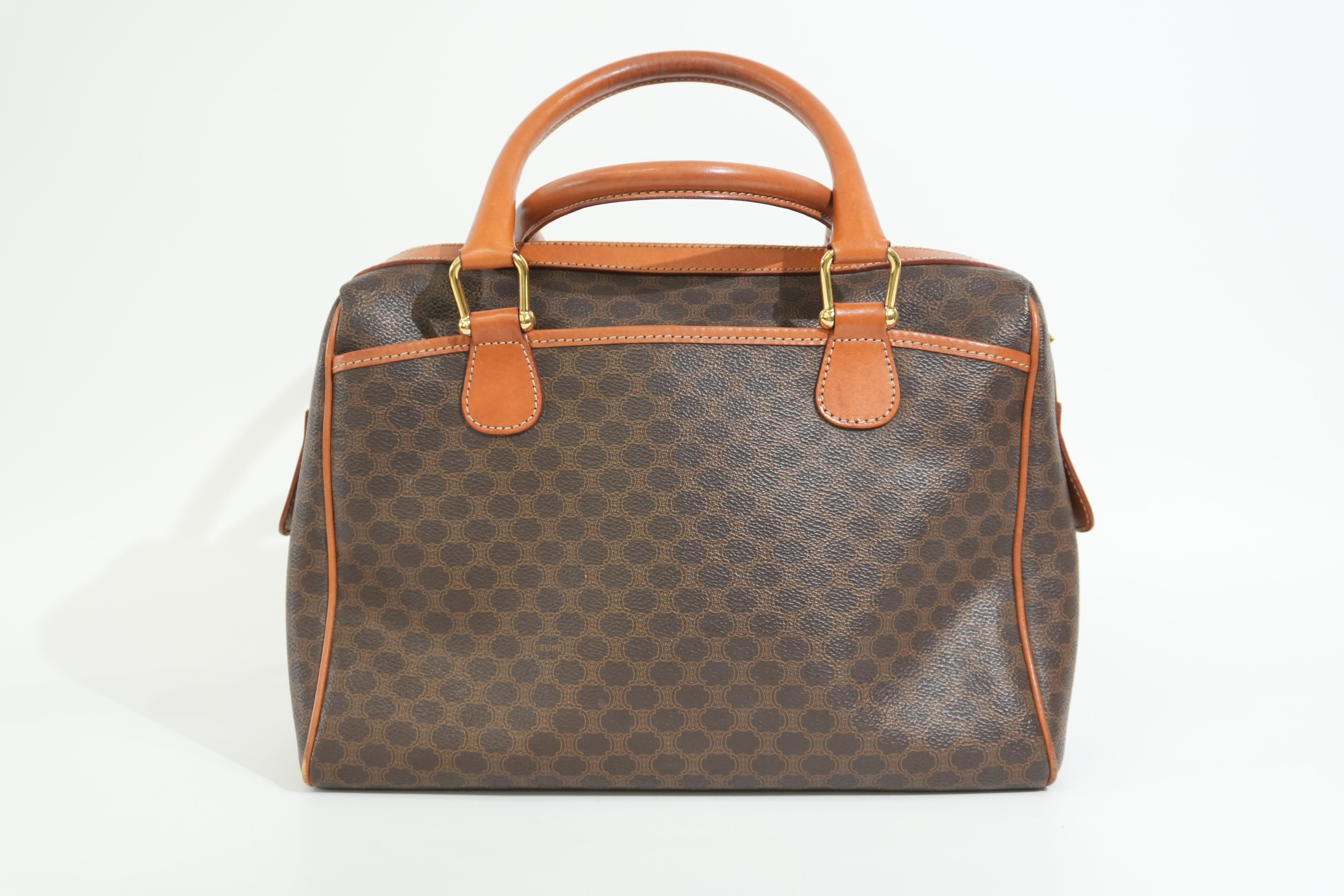 Pre-owned Celine Macadam Boston Bag Brown