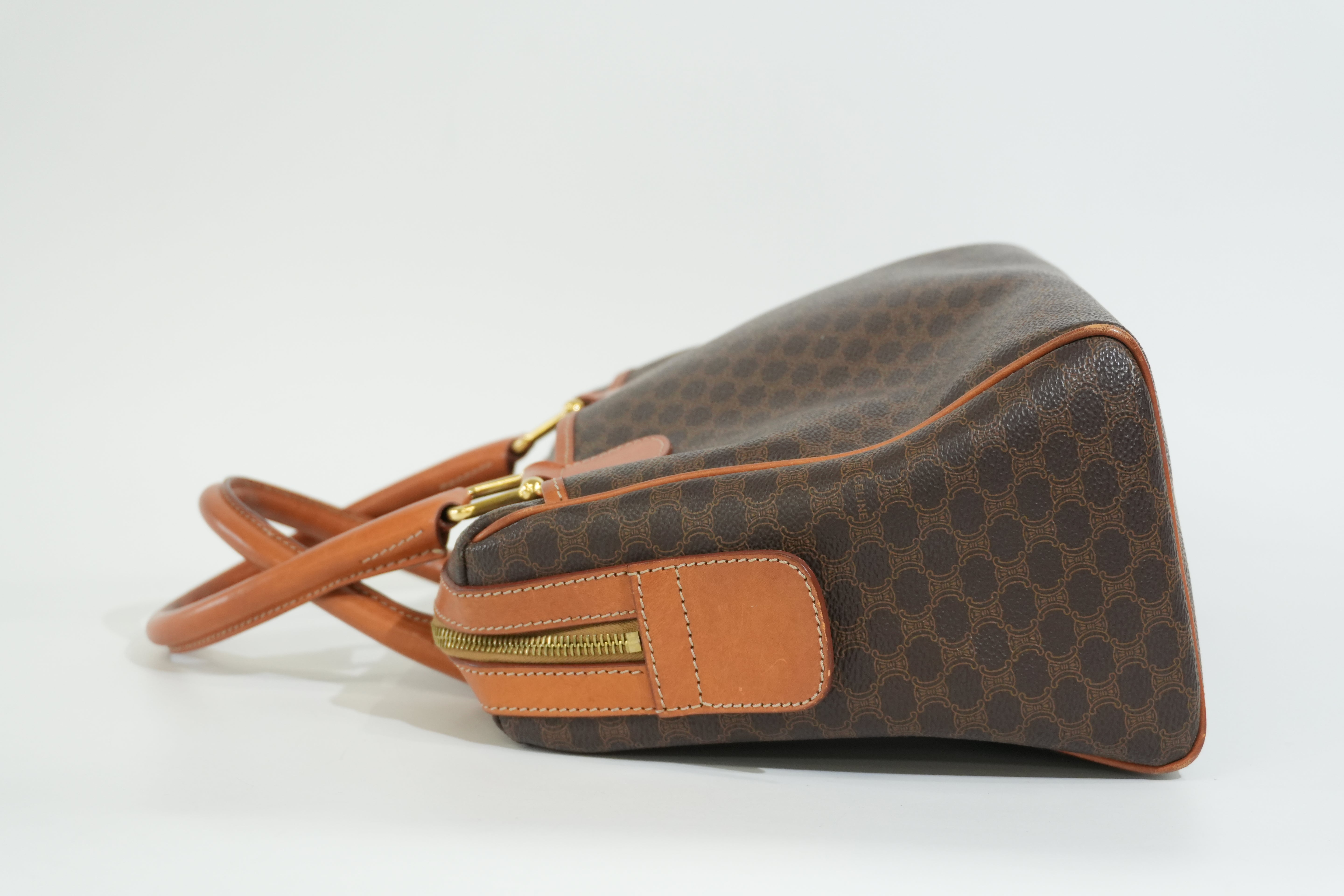 Pre-owned Celine Macadam Boston Bag Brown