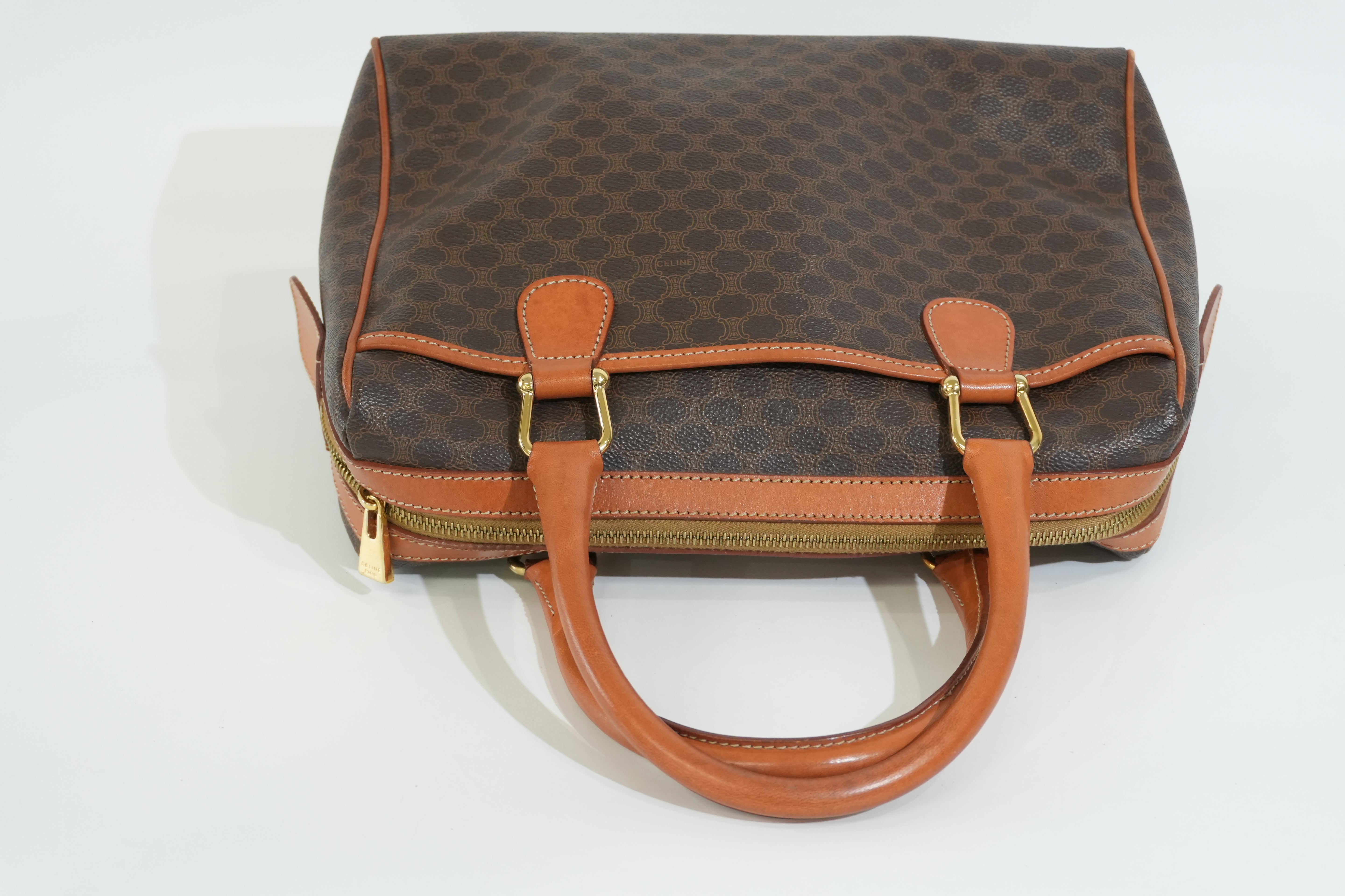 Pre-owned Celine Macadam Boston Bag Brown