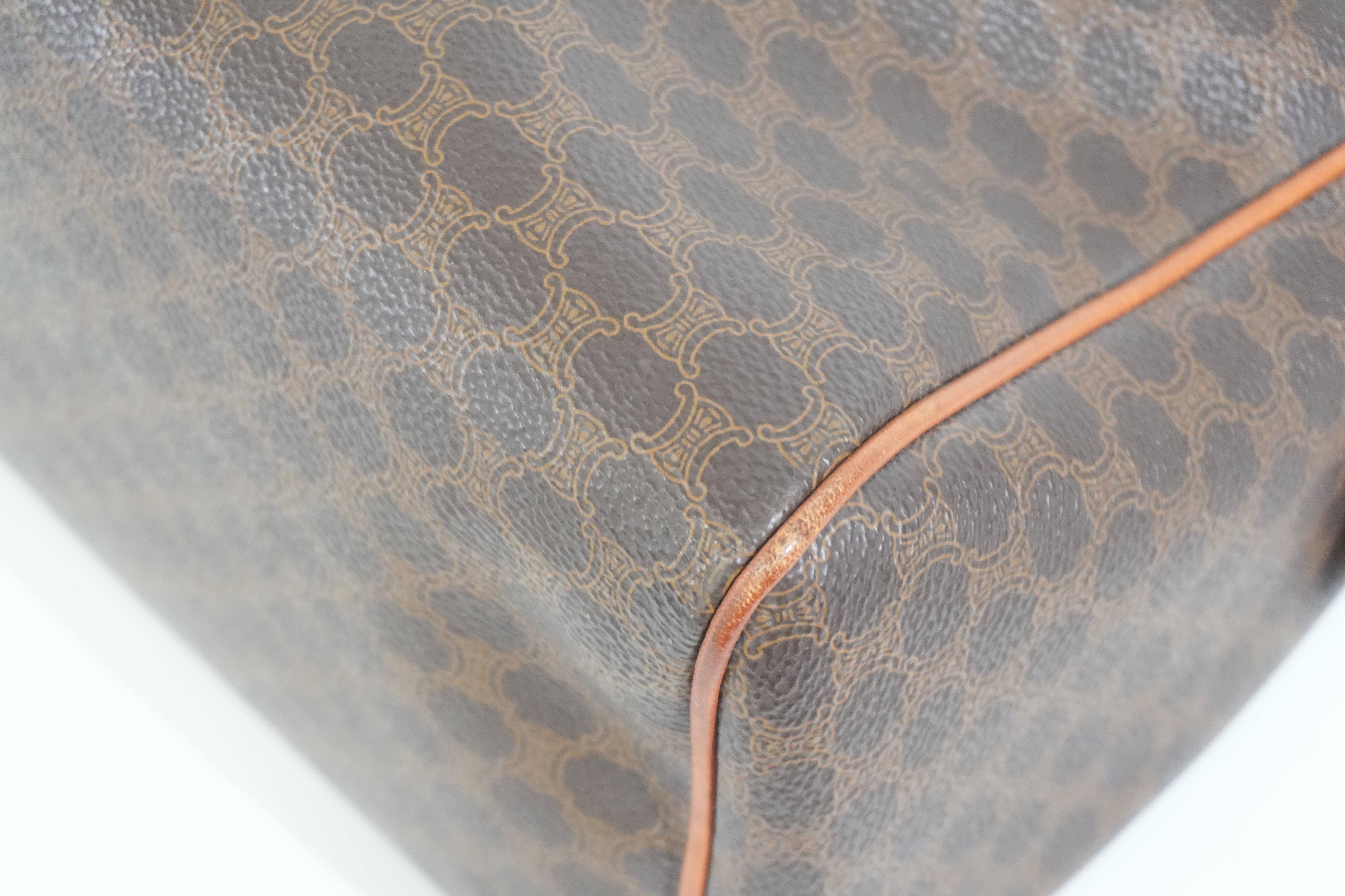 Pre-owned Celine Macadam Boston Bag Brown