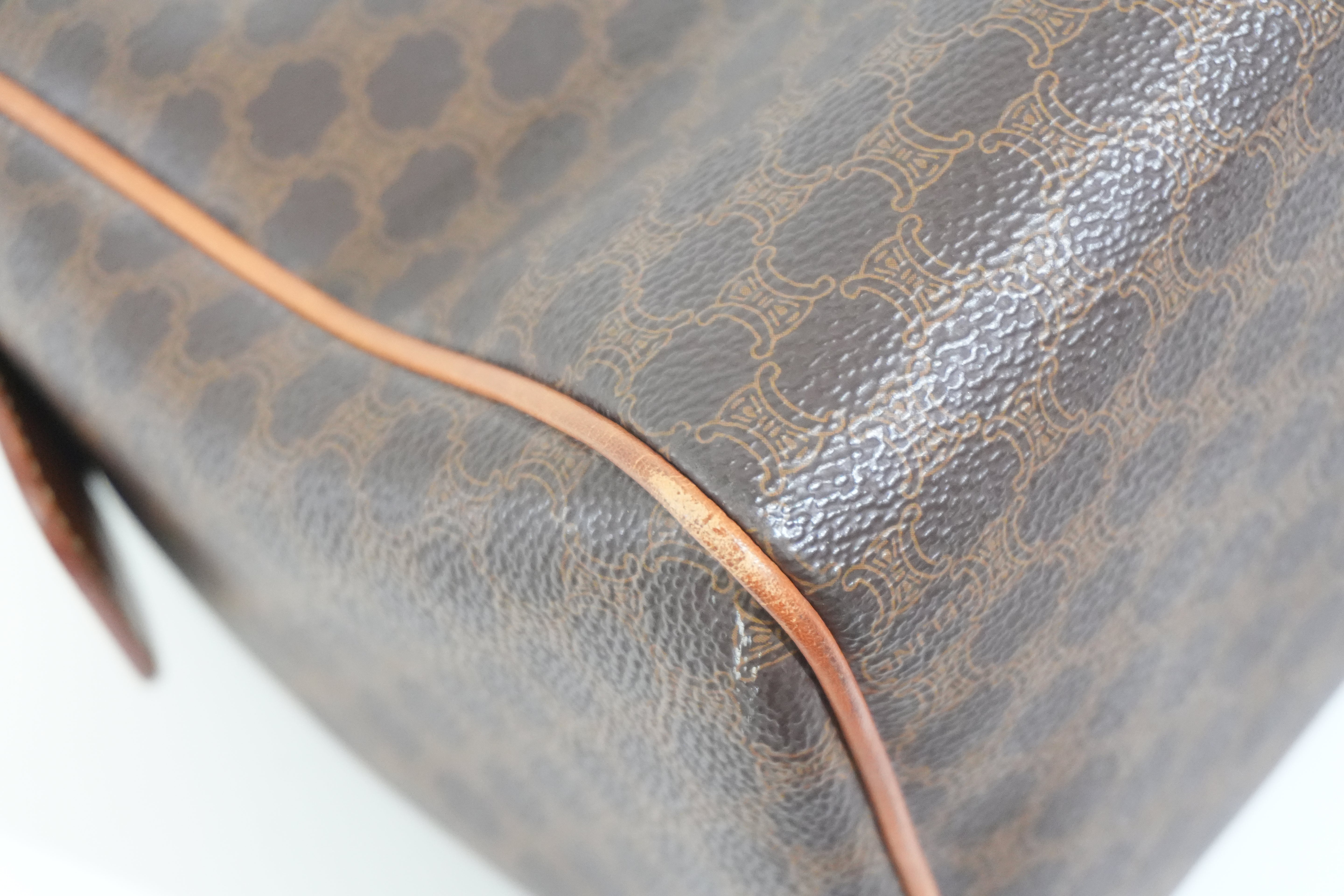 Pre-owned Celine Macadam Boston Bag Brown