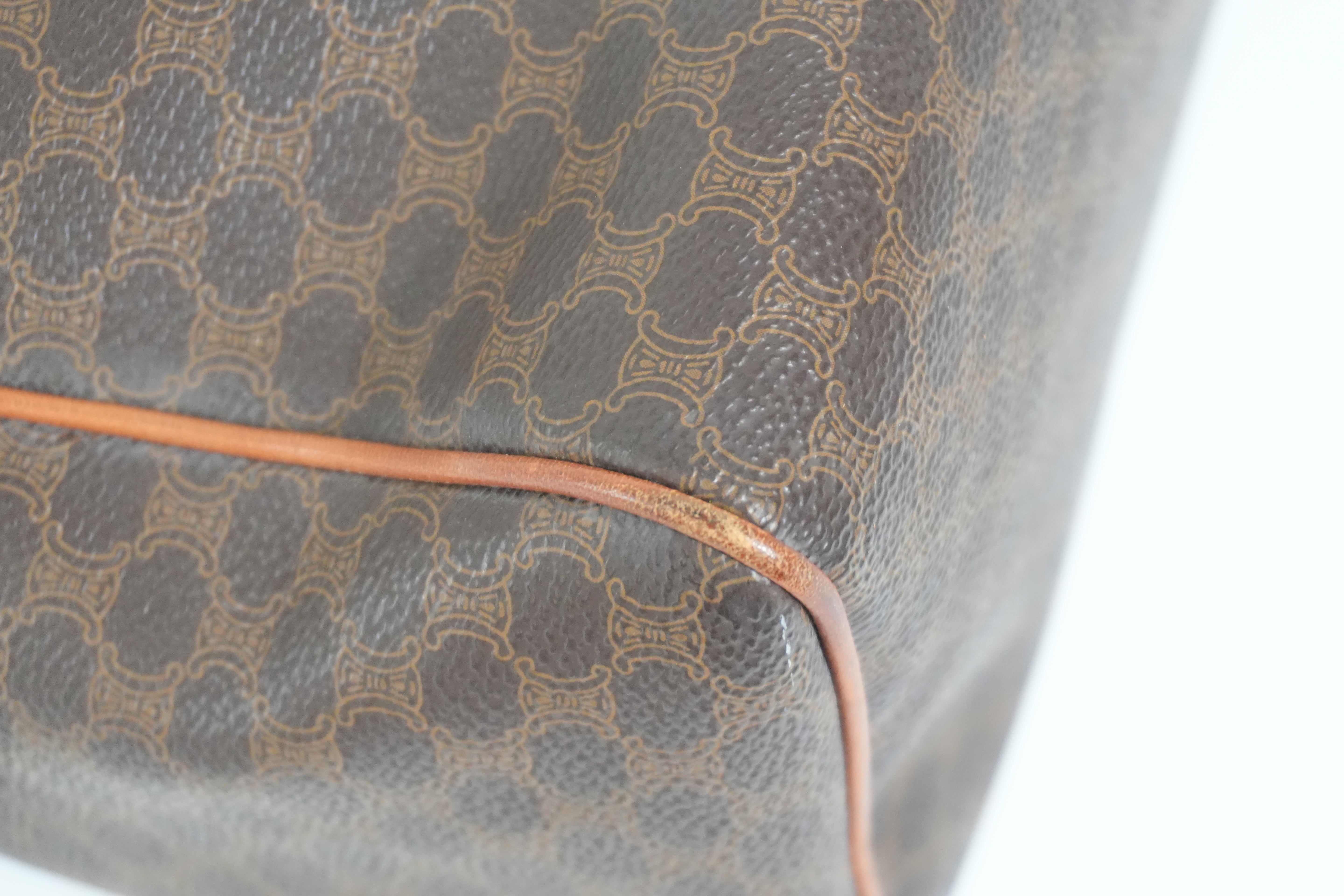 Pre-owned Celine Macadam Boston Bag Brown