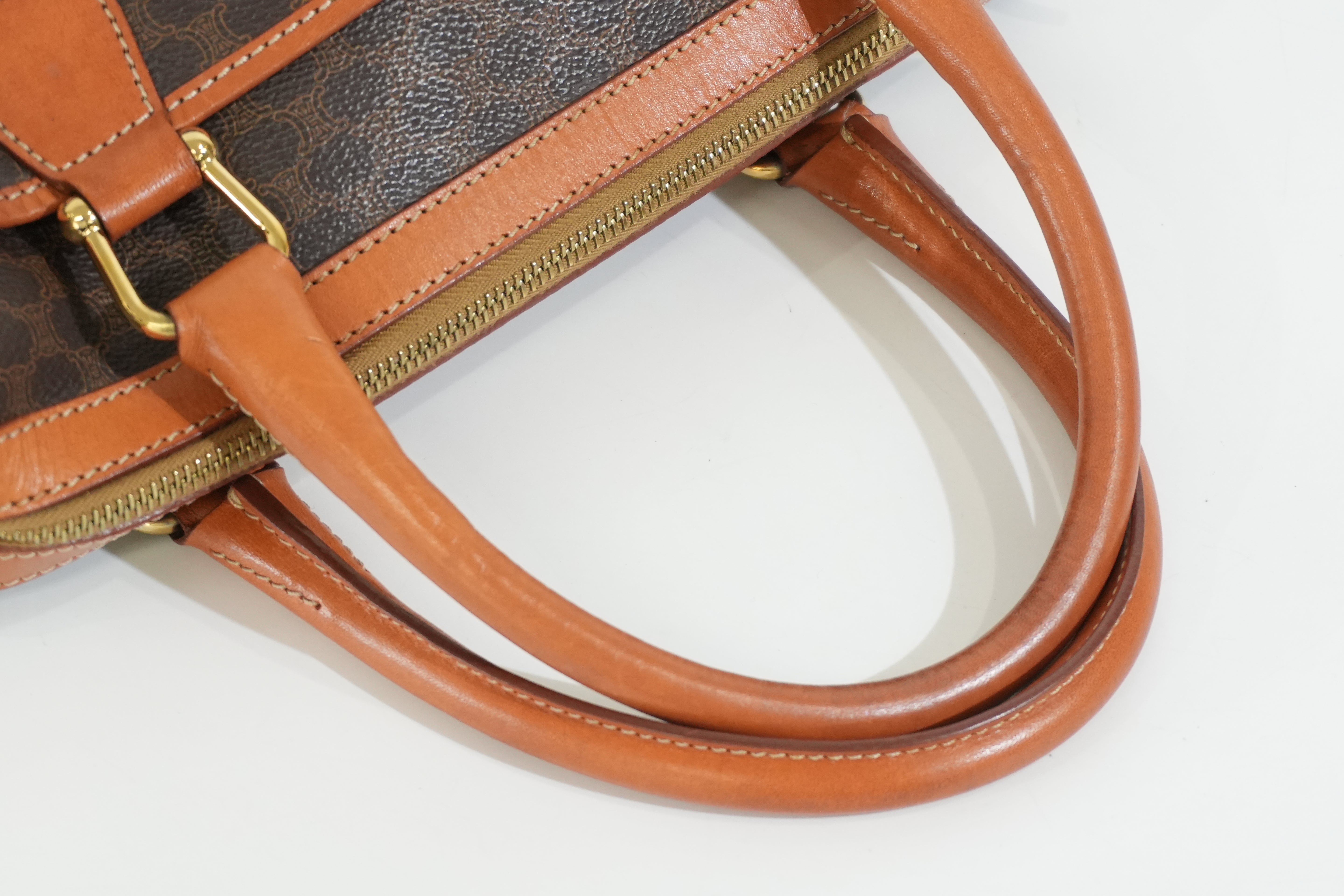 Pre-owned Celine Macadam Boston Bag Brown