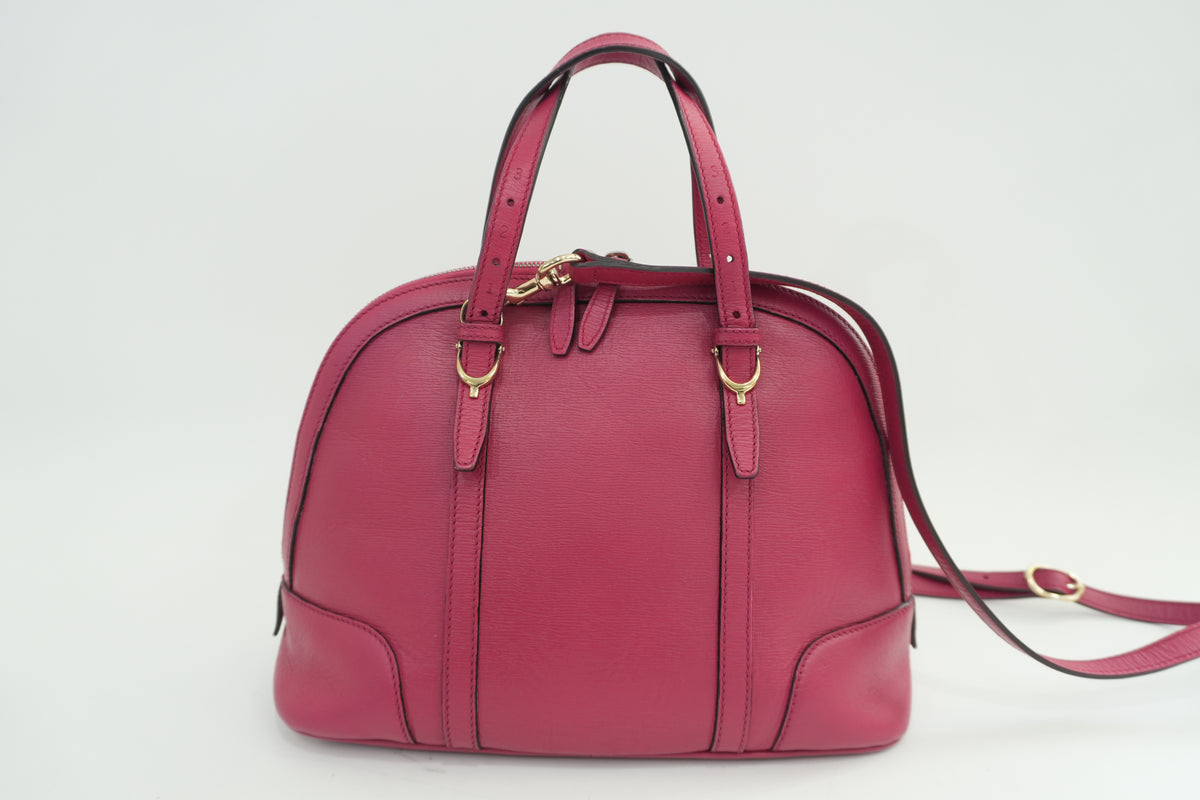 Pre-Owned Gucci Leather Two-Way Dome Satchel Shoulder Bag Pink
