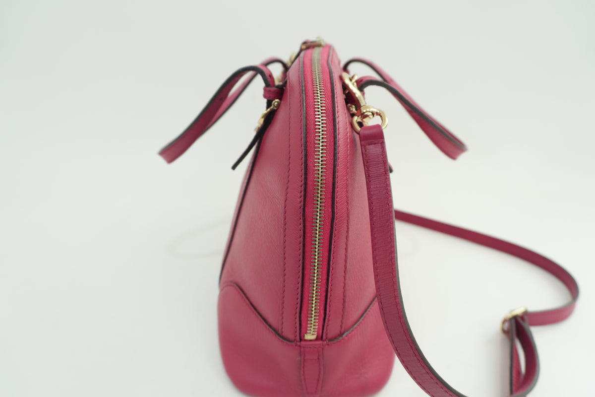 Pre-Owned Gucci Leather Two-Way Dome Satchel Shoulder Bag Pink