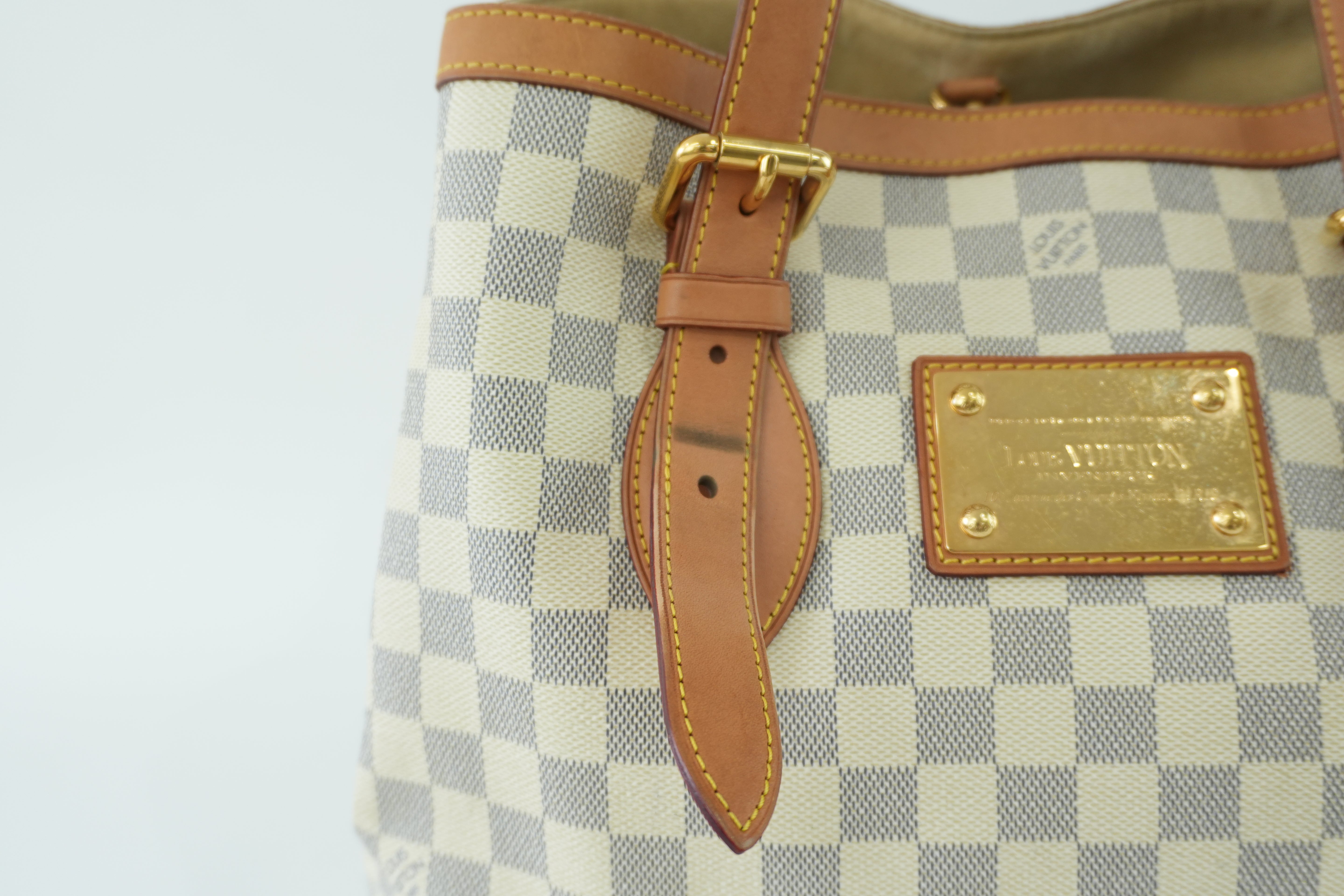 Louis Vuitton Damier Azur Hampstead MM Shoulder Tote Bag Used
