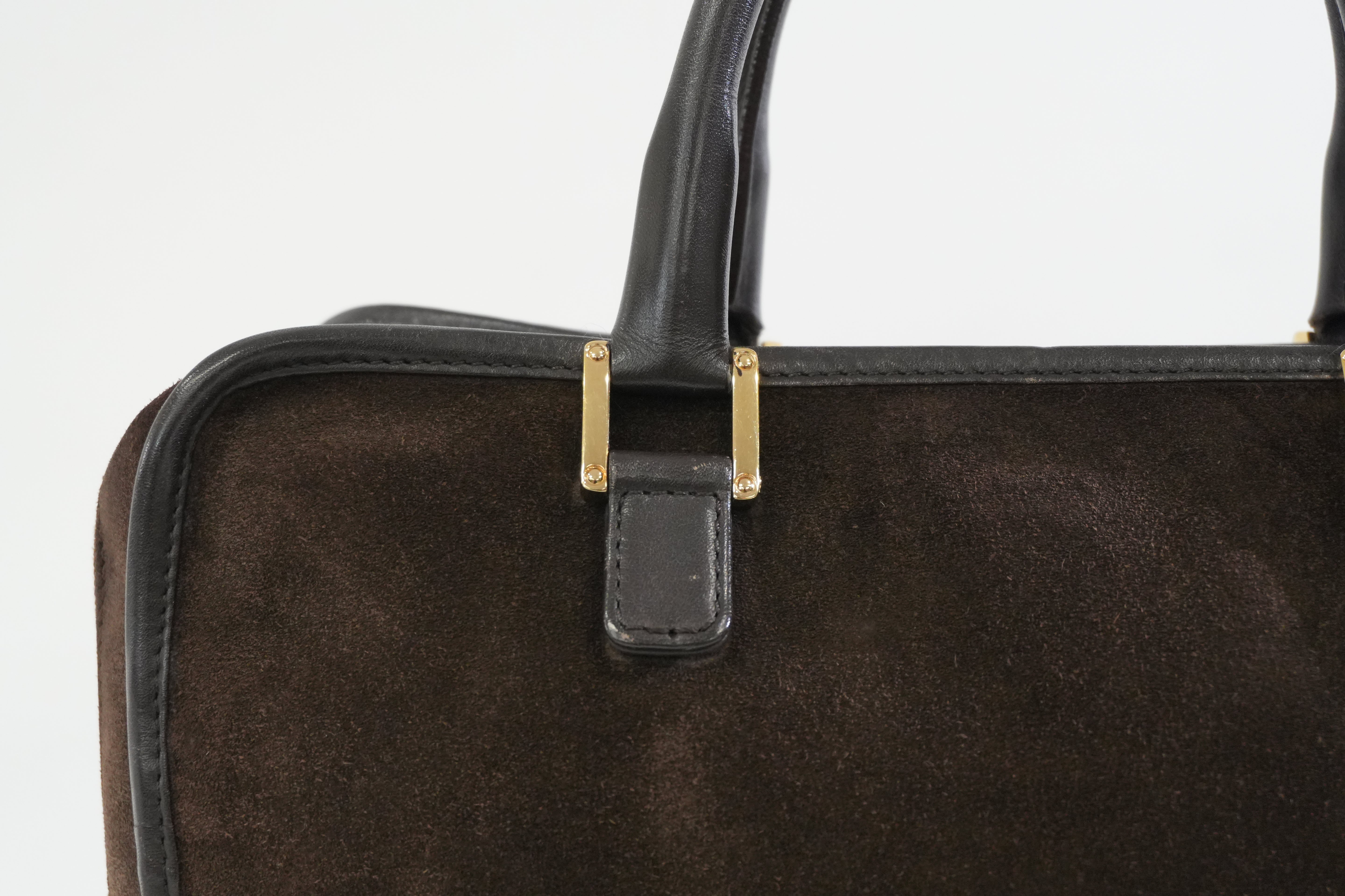 Pre-owned Loewe Suede Leather Anagram Amazona Handbag Brown