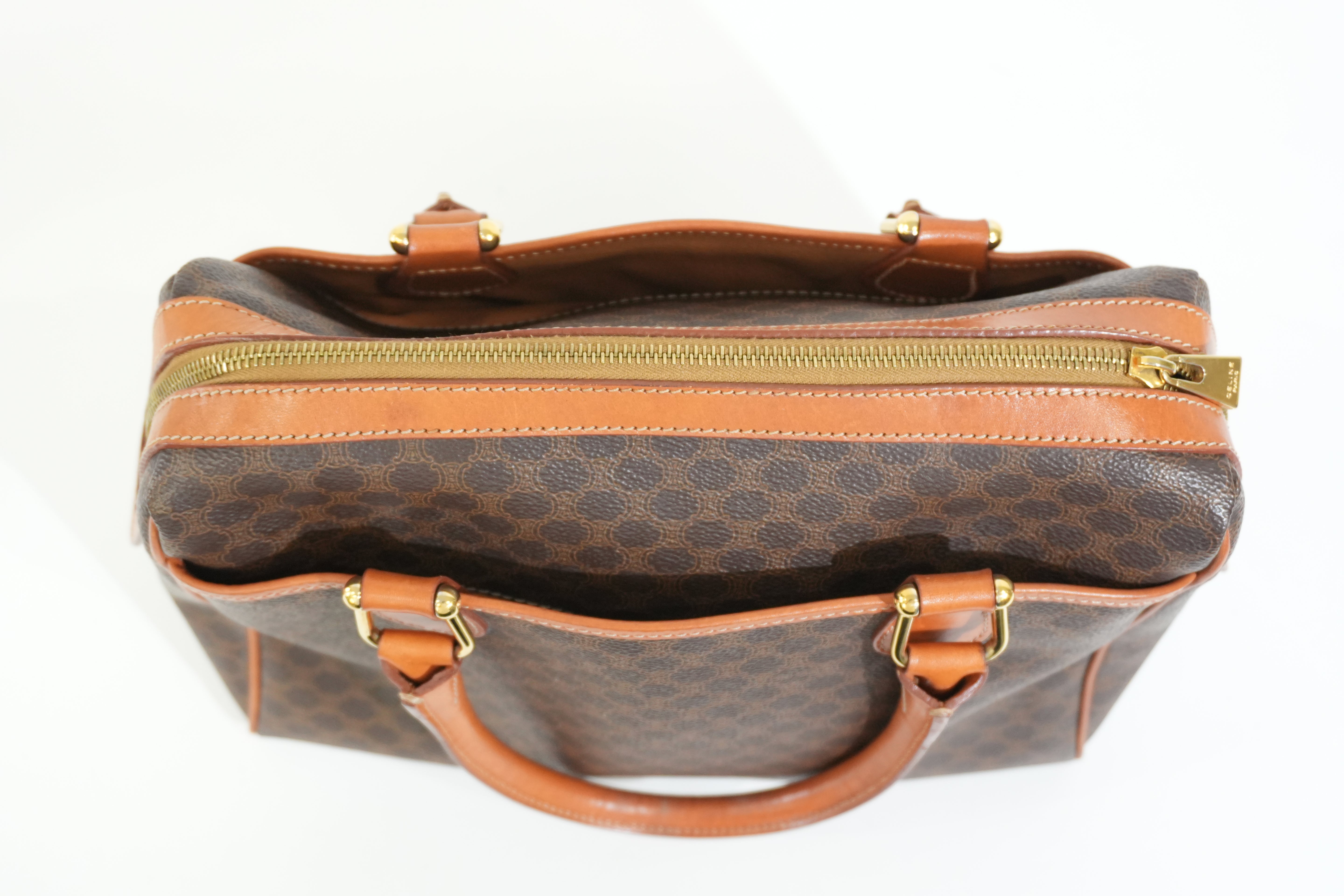 Pre-owned Celine Macadam Boston Bag Brown