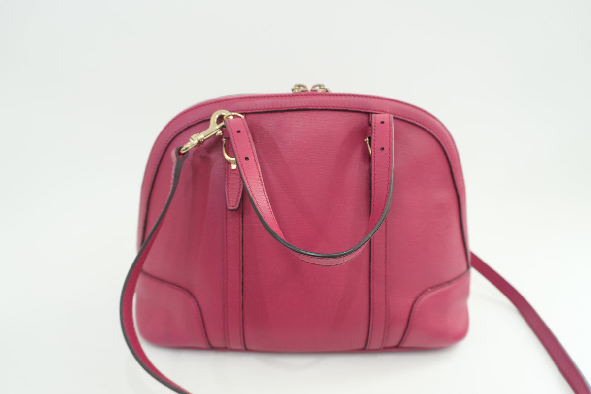 Pre-Owned Gucci Leather Two-Way Dome Satchel Shoulder Bag Pink