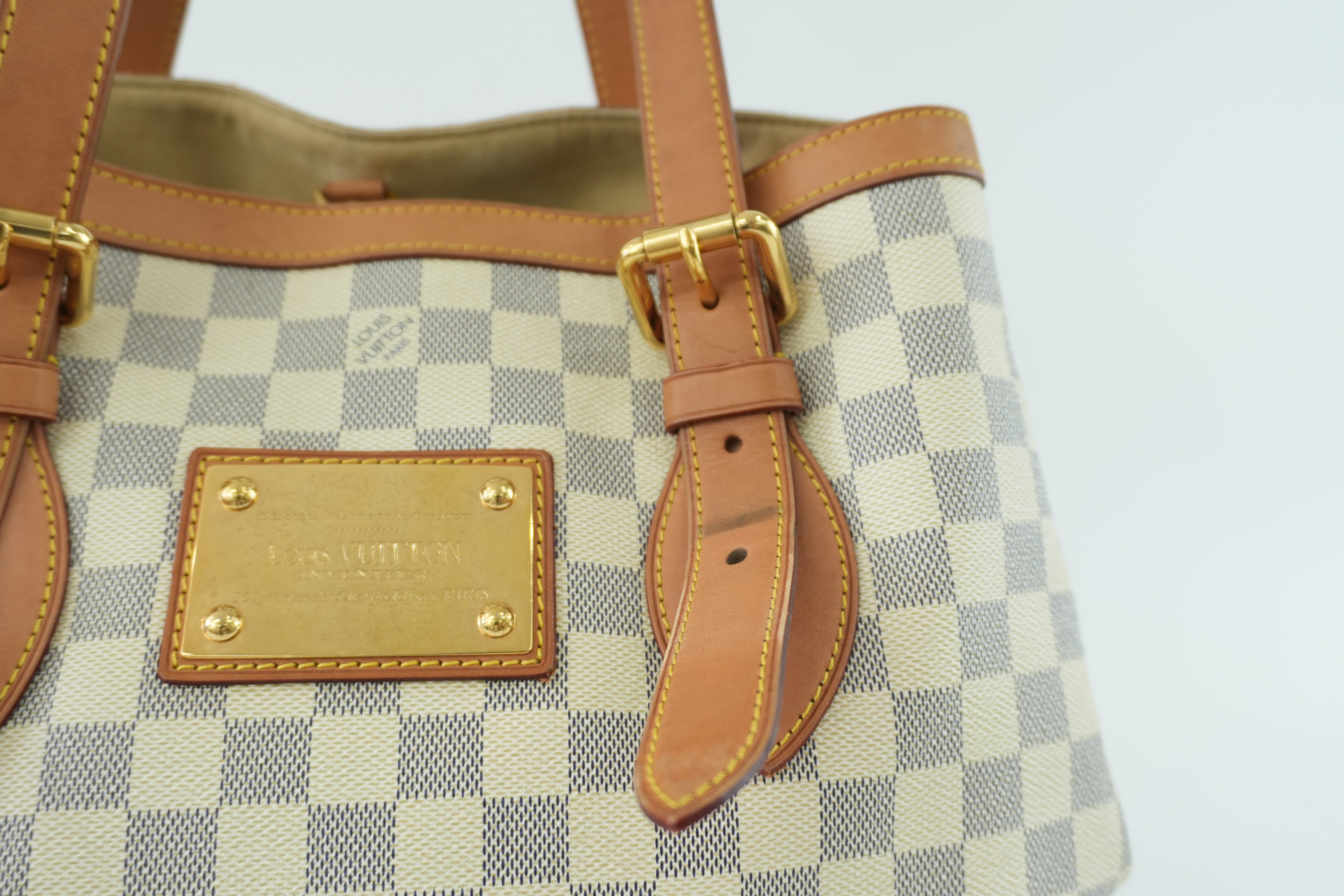 Louis Vuitton Damier Azur Hampstead MM Shoulder Tote Bag Used