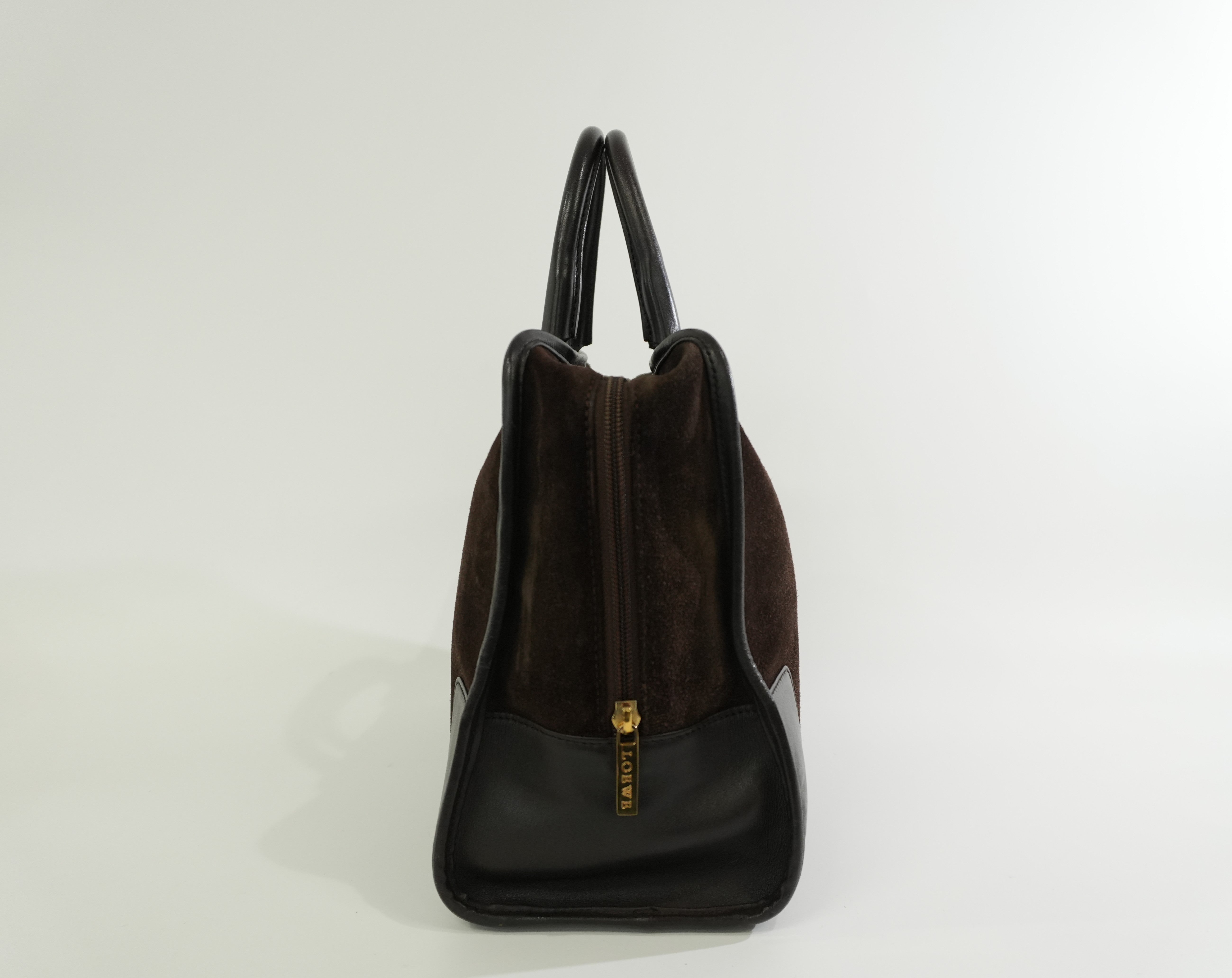 Pre-owned Loewe Suede Leather Anagram Amazona Handbag Brown