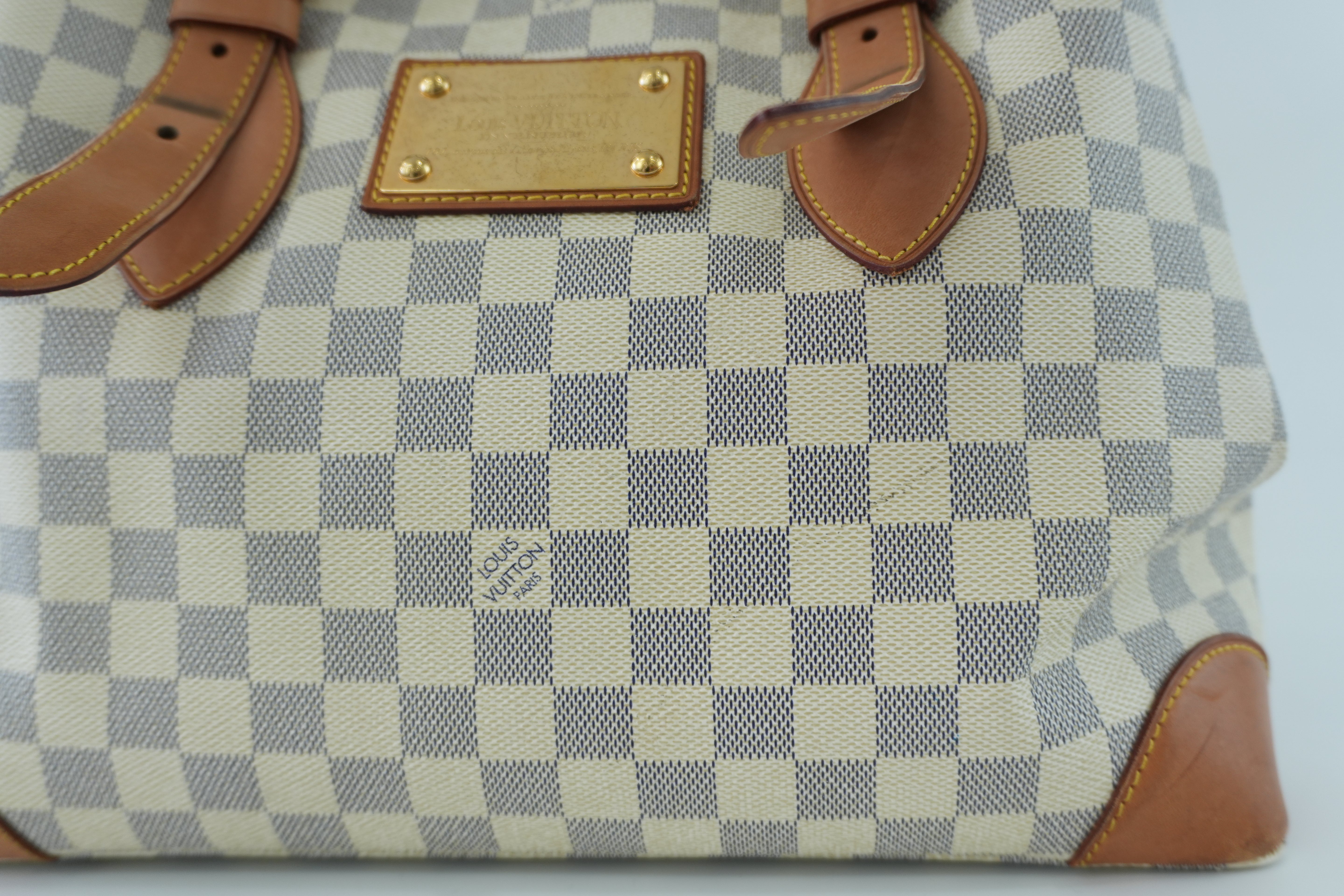 Louis Vuitton Damier Azur Hampstead MM Shoulder Tote Bag Used