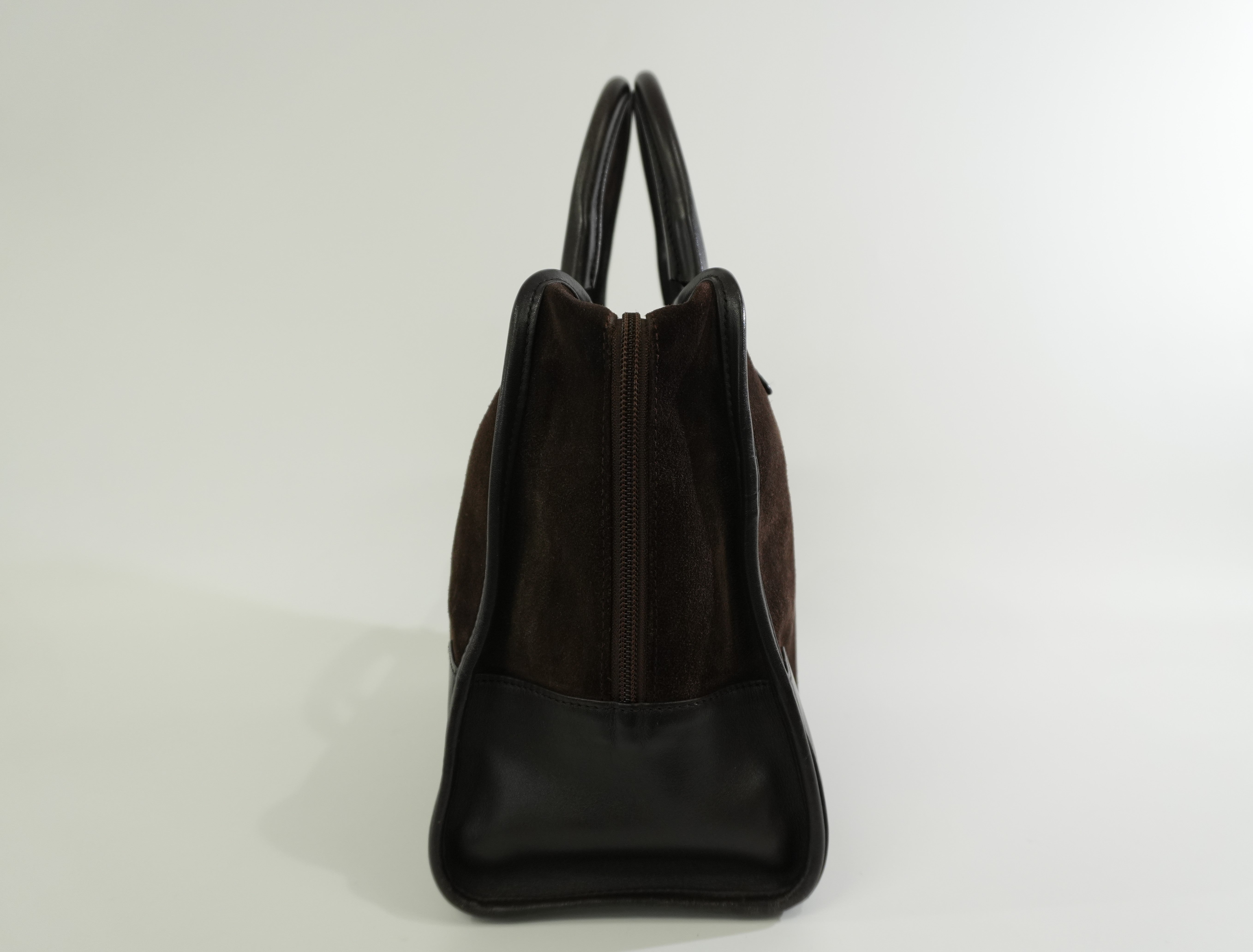 Pre-owned Loewe Suede Leather Anagram Amazona Handbag Brown