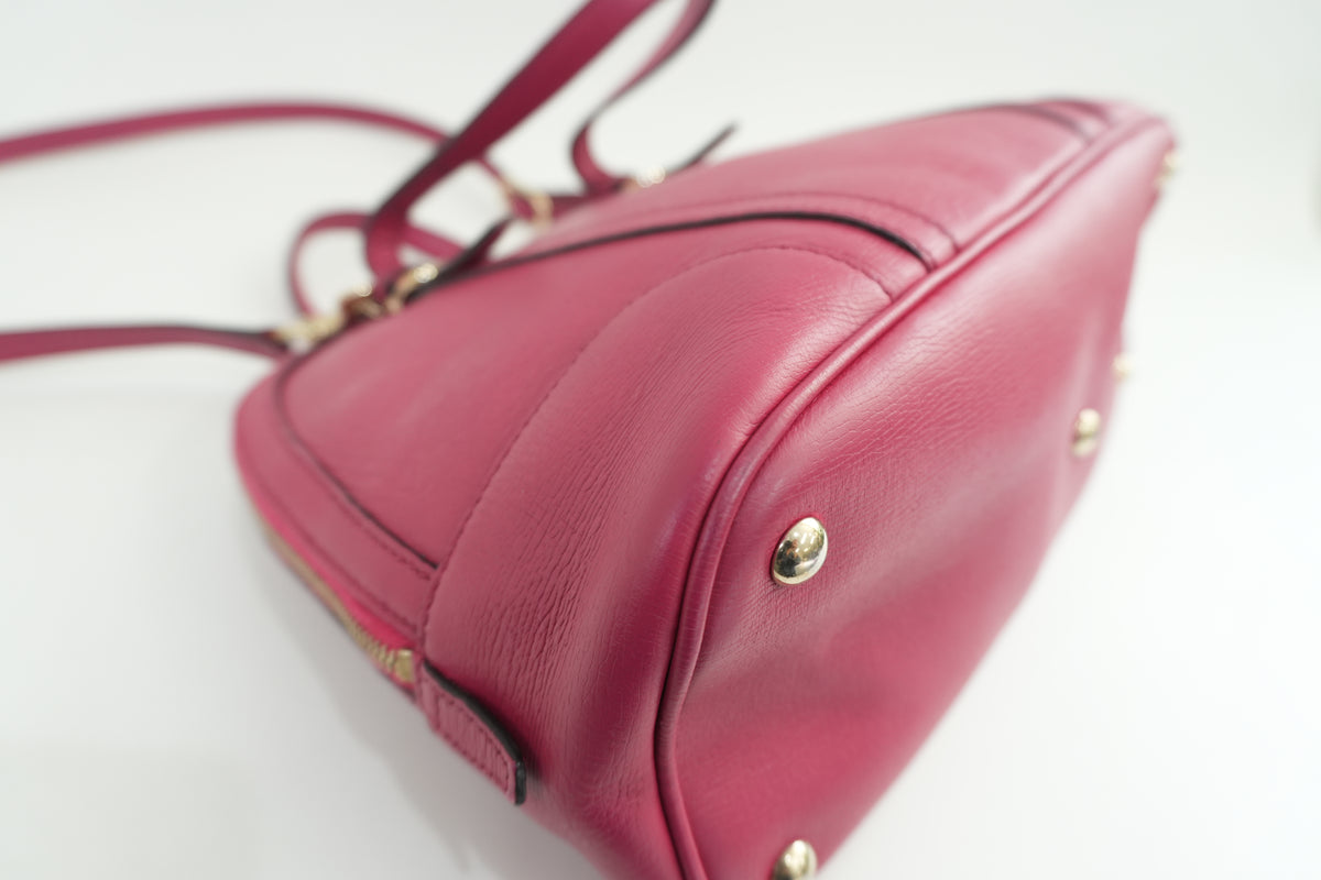 Pre-Owned Gucci Leather Two-Way Dome Satchel Shoulder Bag Pink