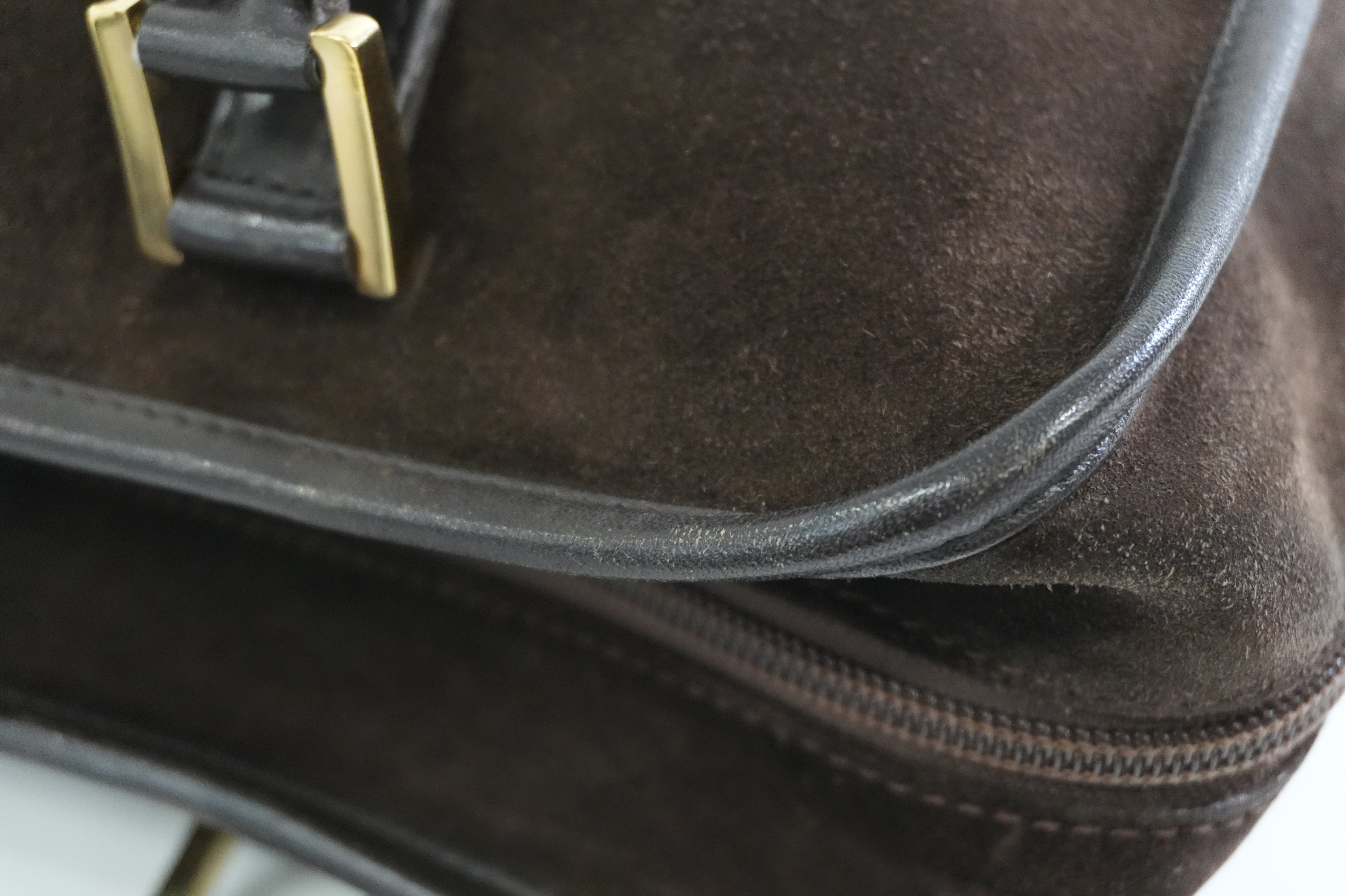 Pre-owned Loewe Suede Leather Anagram Amazona Handbag Brown